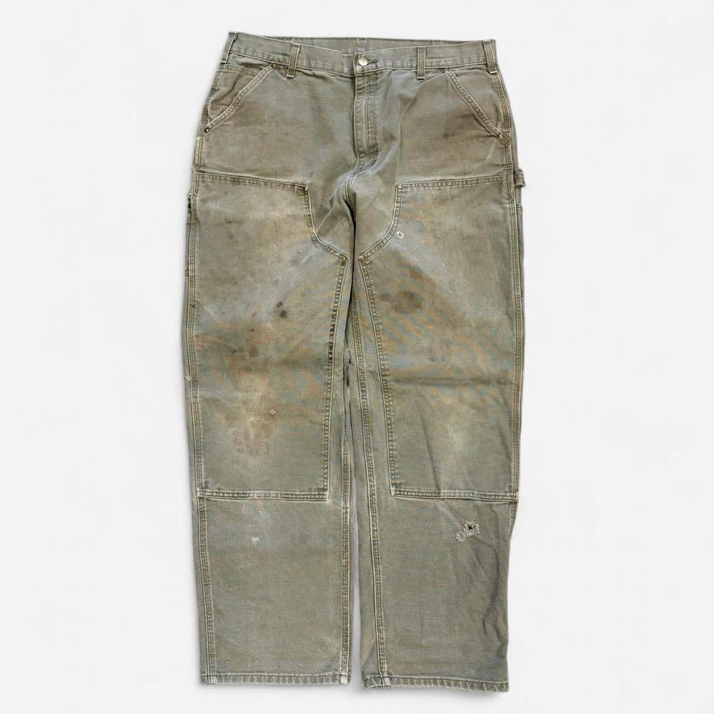 Olive Faded Carhartt Double Knees - 38