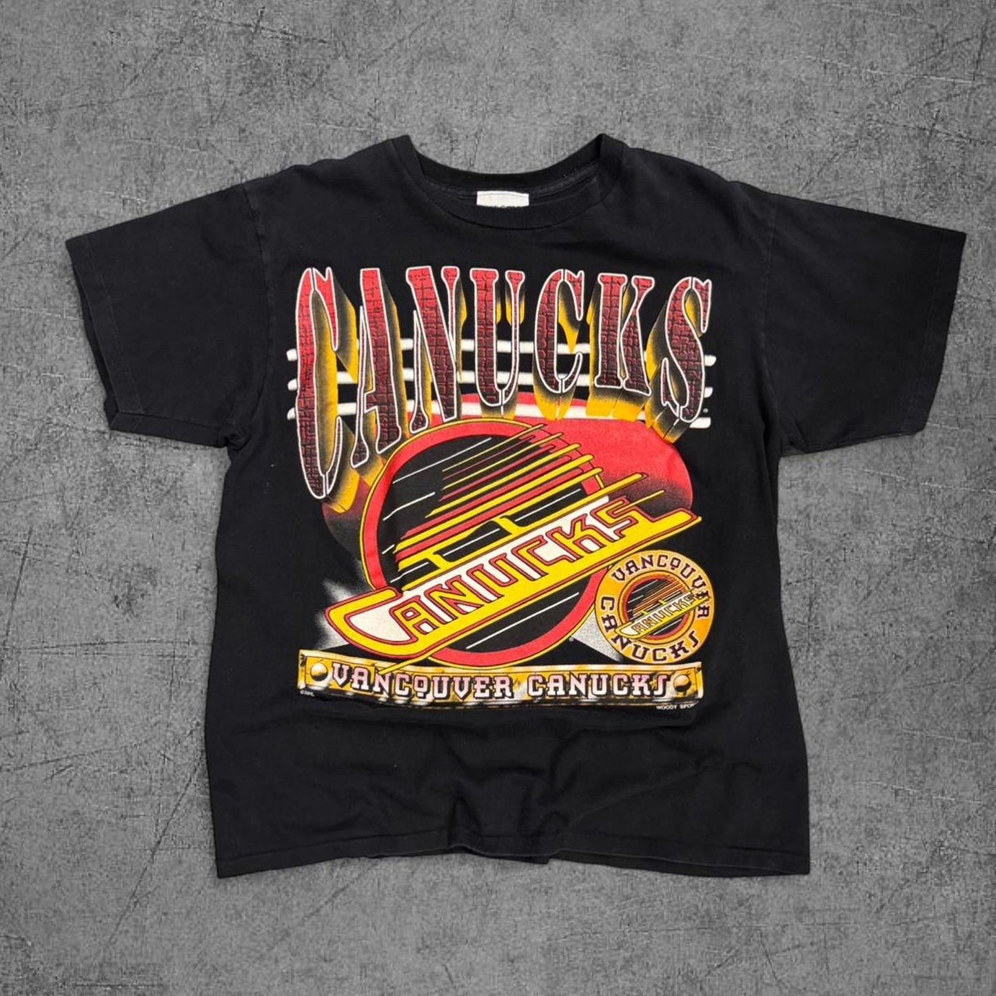 Vintage 90s Canucks Skate Logo NHL Tee - L