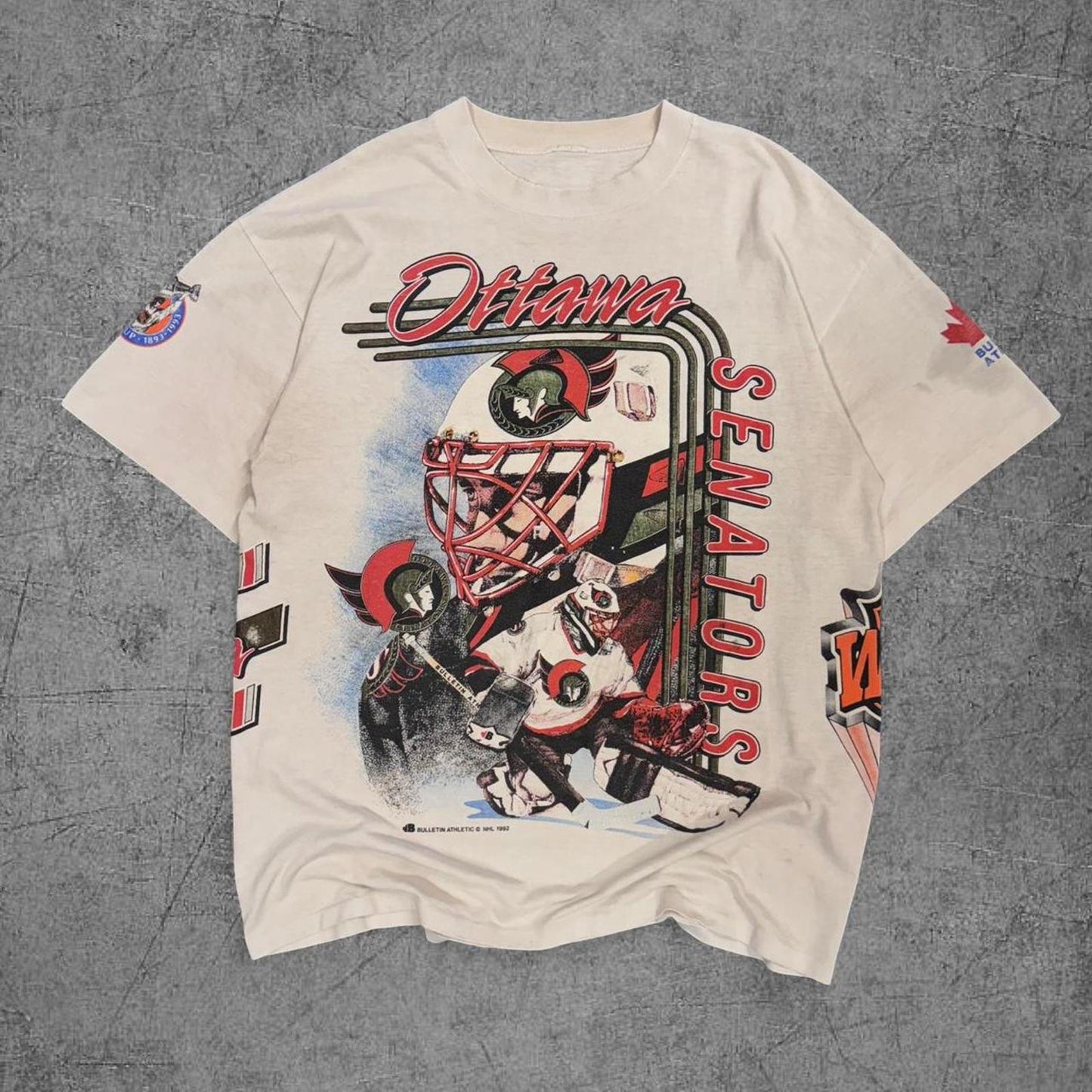 Vintage 1992 Ottawa Senators Bulliton AOP NHL Tee - XL