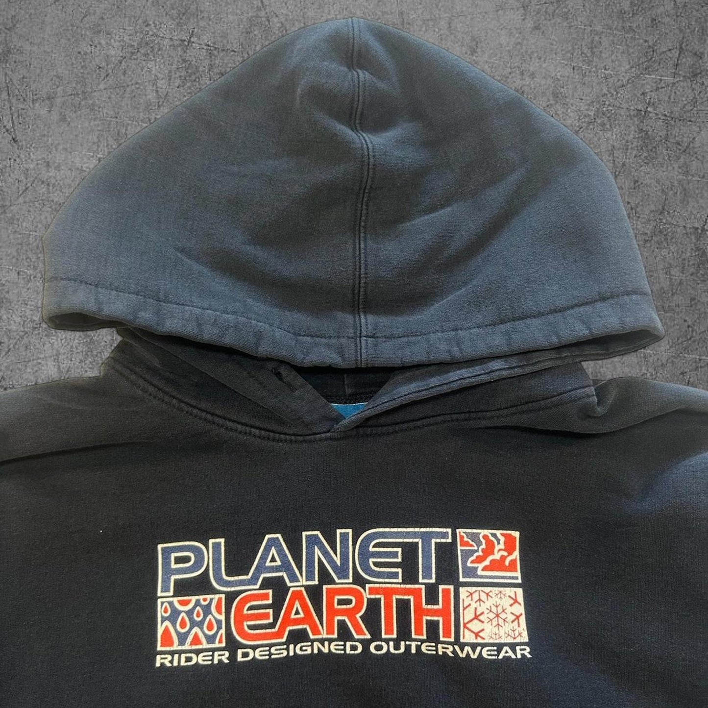 Vintage 90s Planet Earth Boarding Hoodie - L