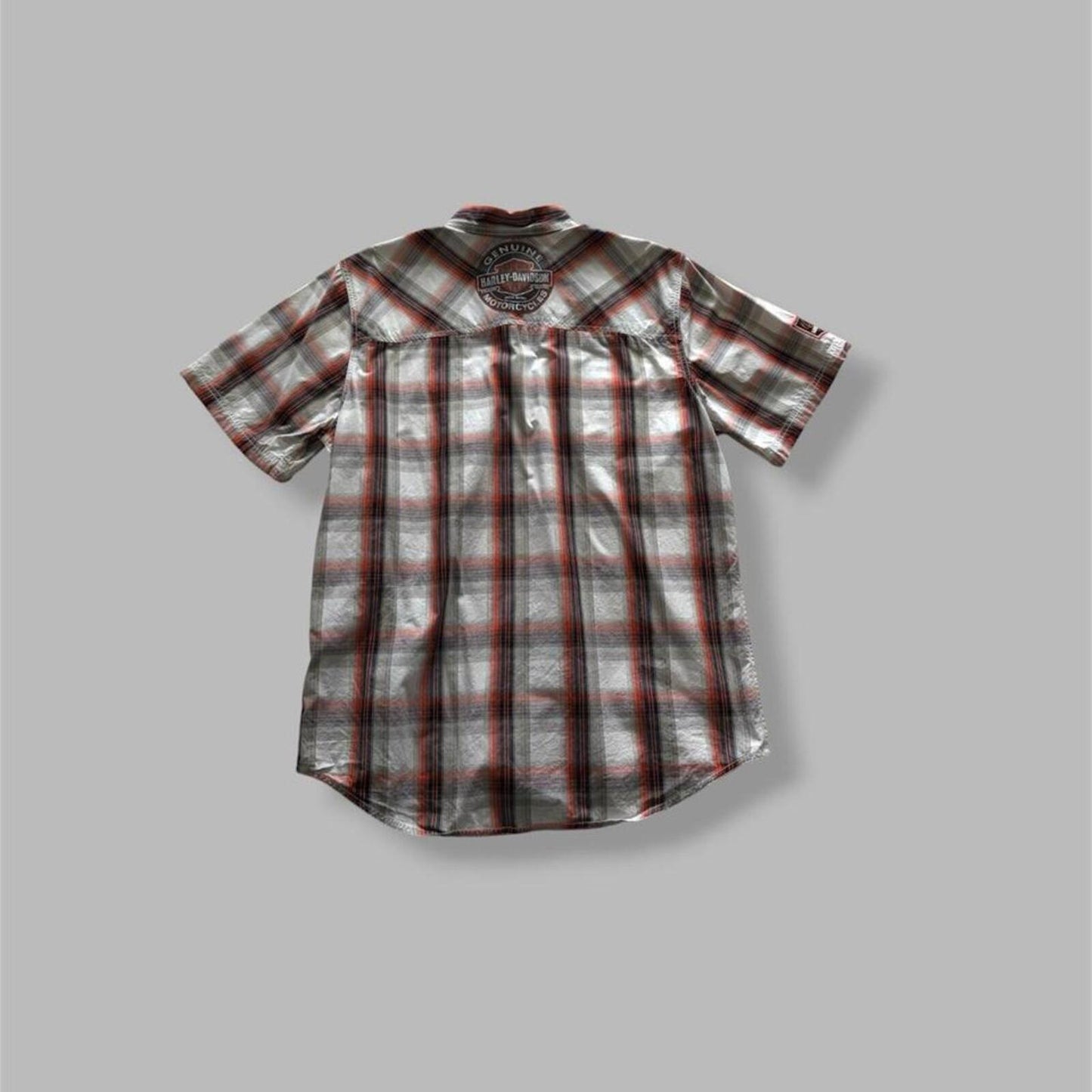 Orange/Black Harley Davidson Plaid Button Up - L