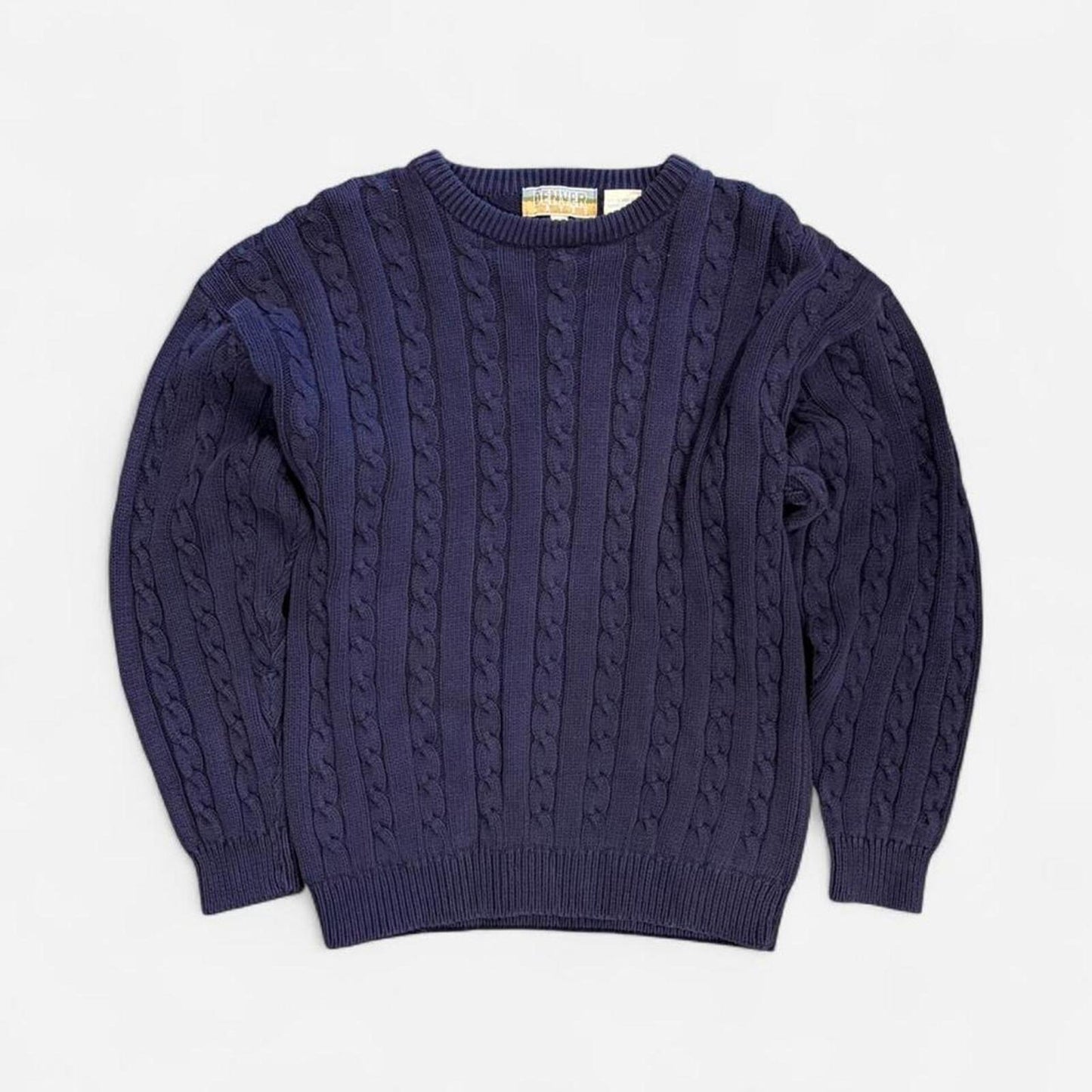 90s Vintage Navy Cable Knit - L