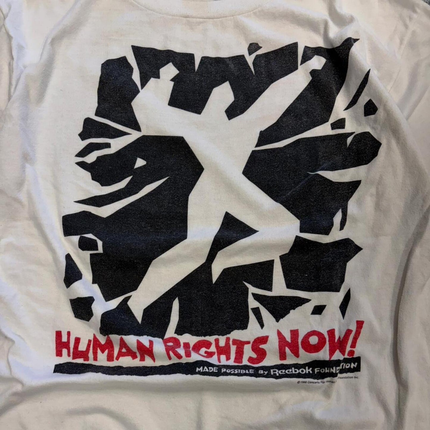 Vintage 1988 Reebok Human Rights Now Humanitarian Tour Tee - XL