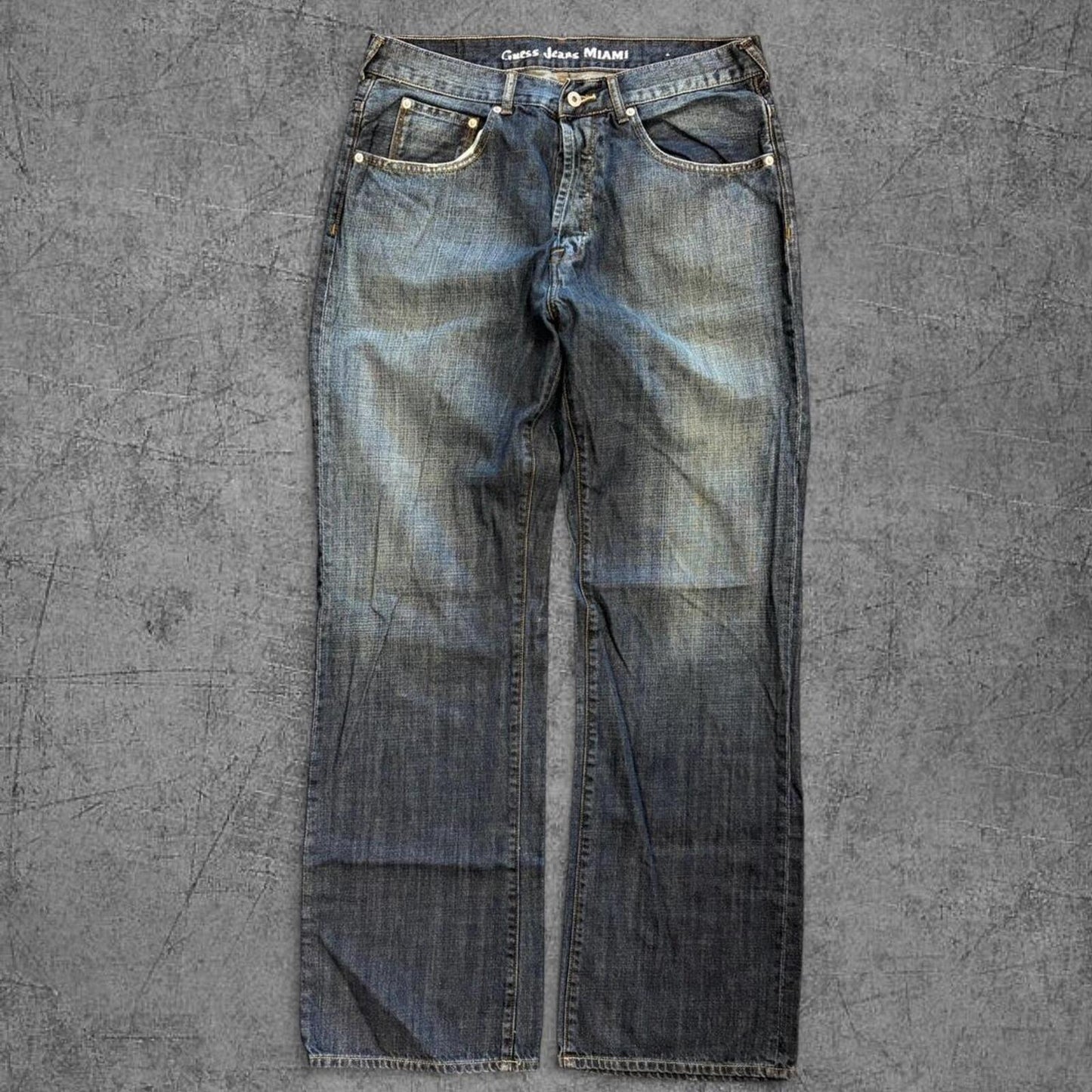 Y2K Guess Dark Wash Raw Denim - 36