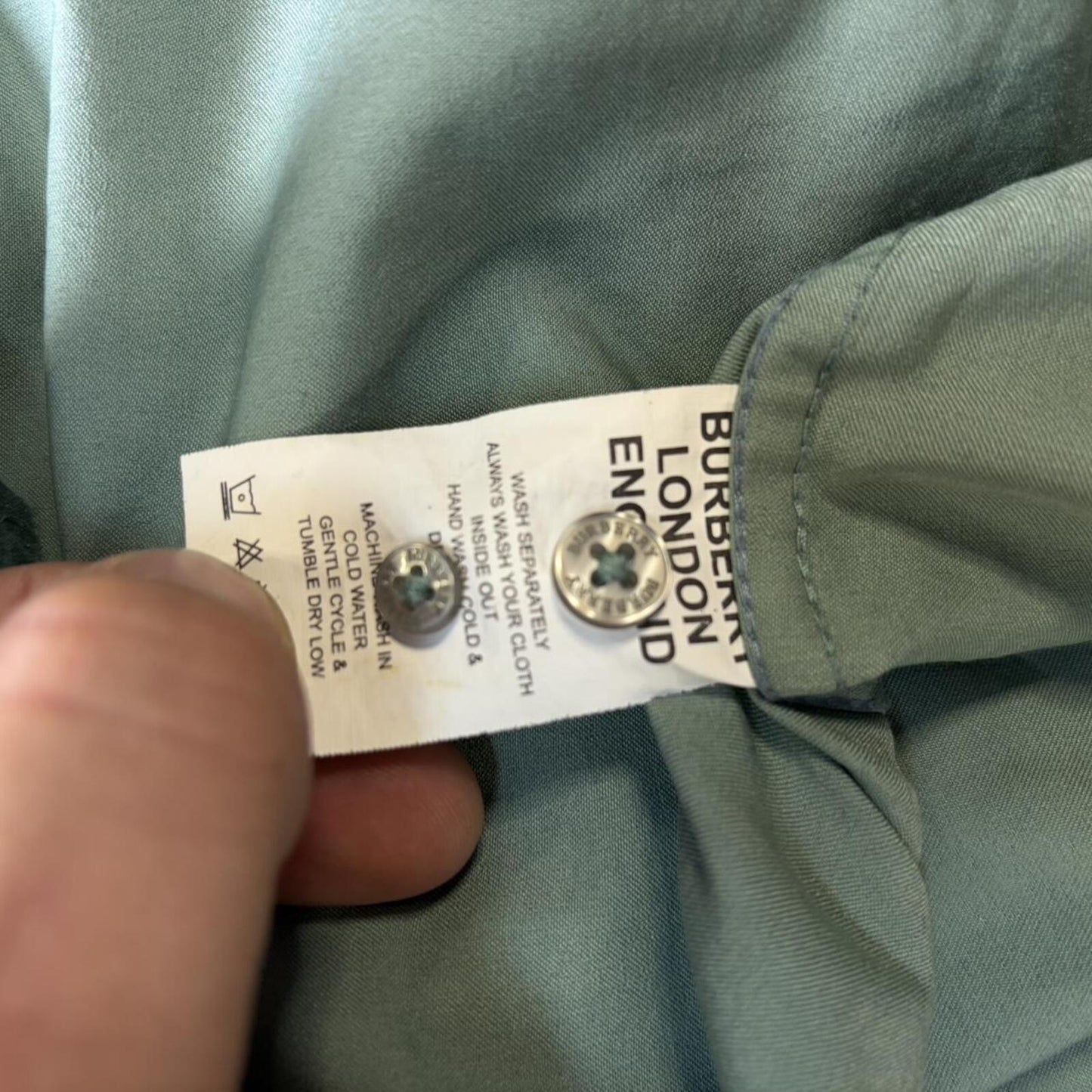 Slate Green Burberry Button Up - L