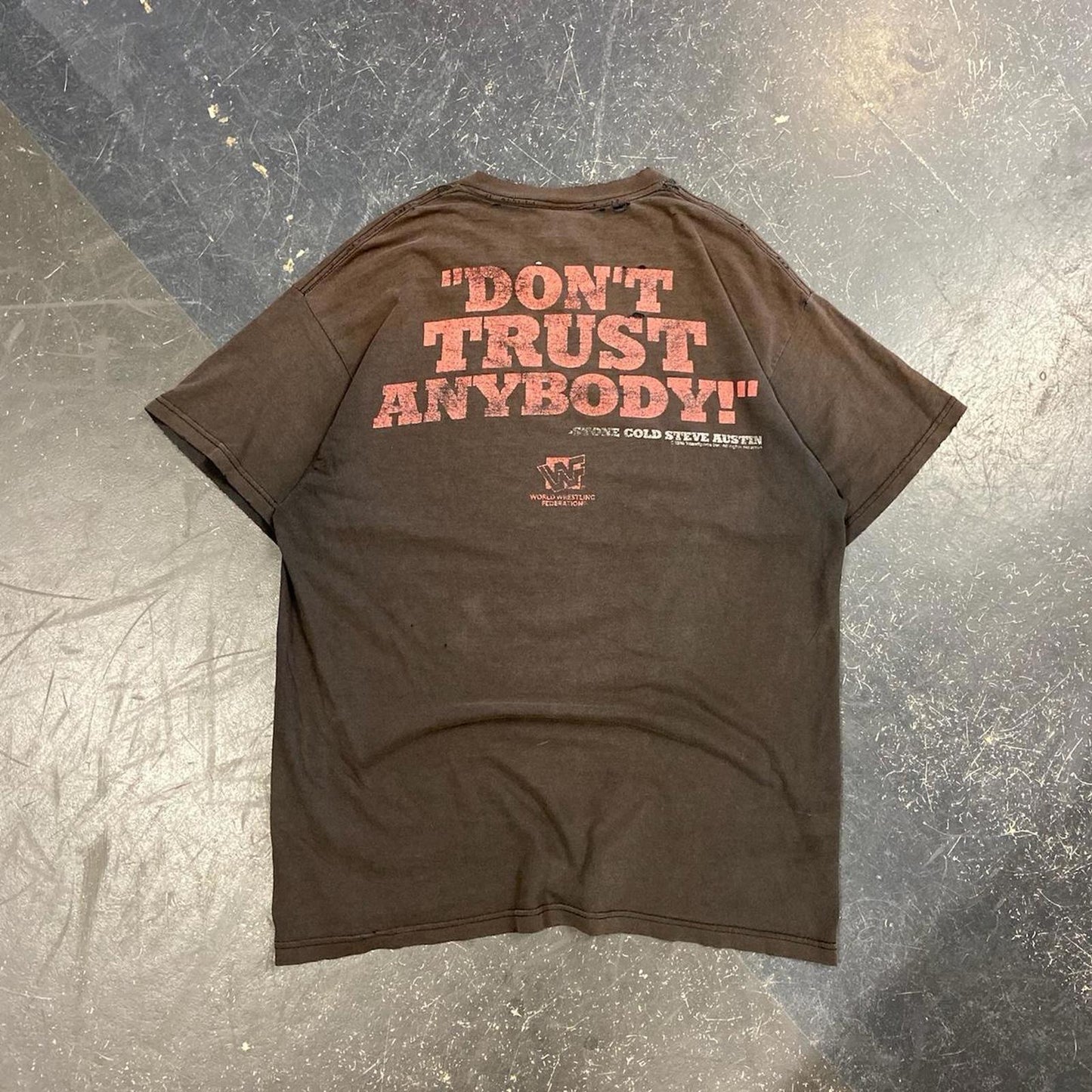 1996 Distressed Faded Stone Cold Steve Austin WWF Tee - L
