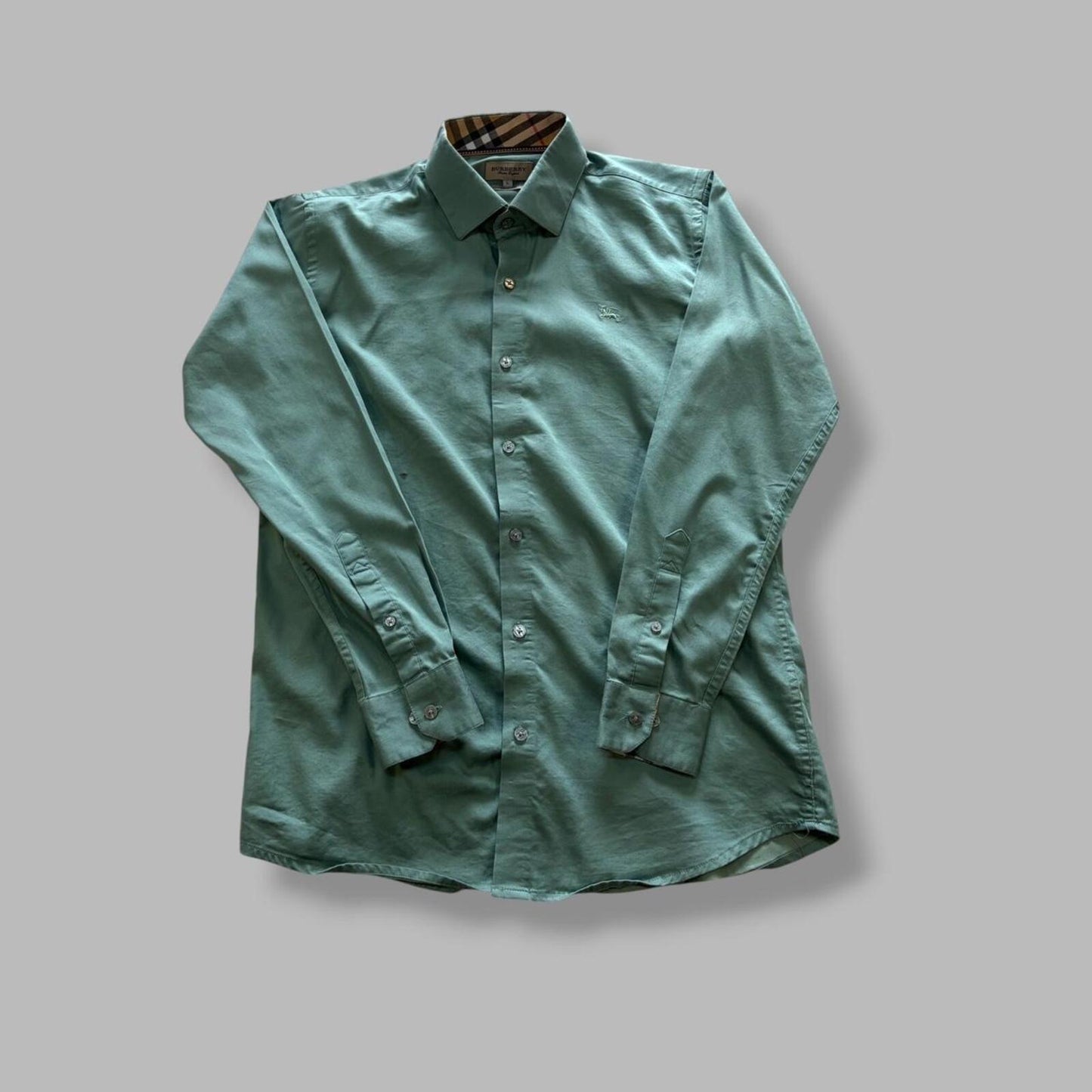 Slate Green Burberry Button Up - L