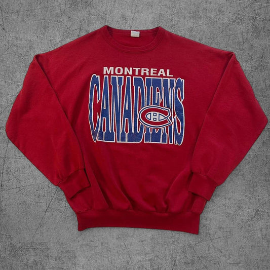 Vintage 90s Red Montreal Canadians Crewneck -L