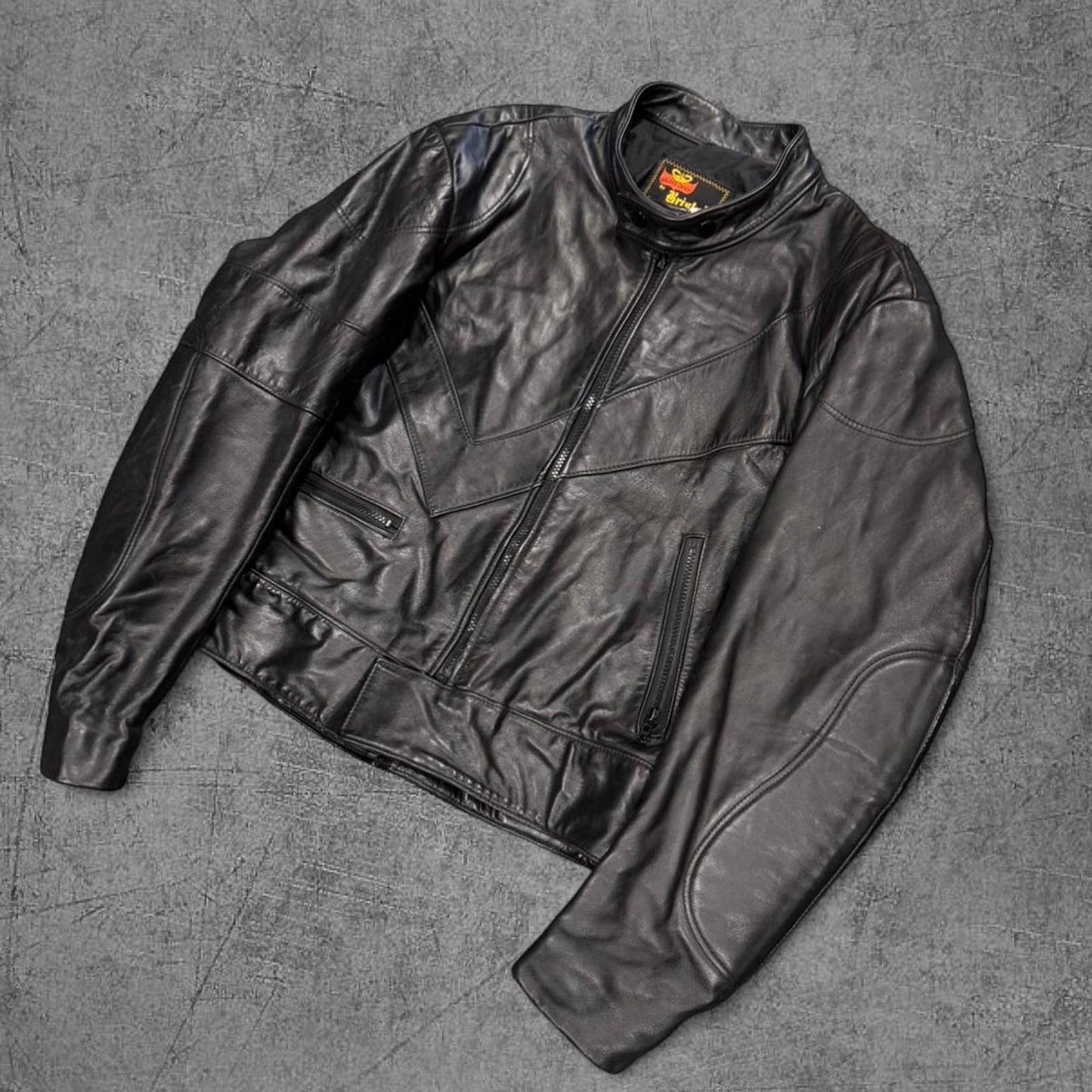 Vintage 80s Cafe Biker Leather Jacket - M