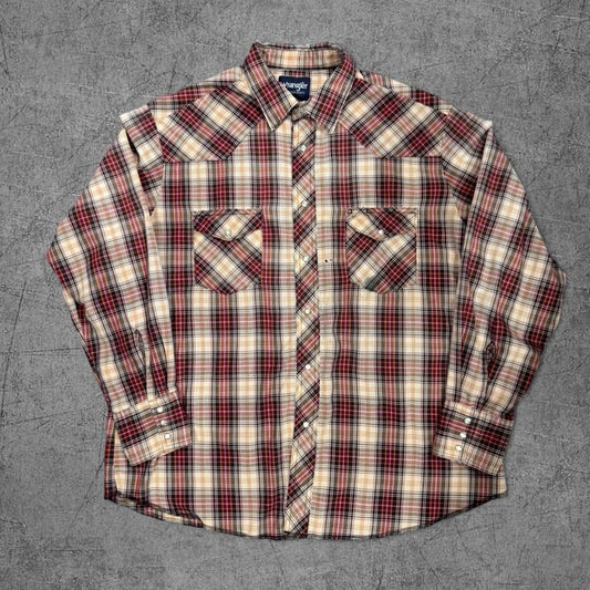 Vintage Wrangler Plaid Western Pearl Snap Button Up - XL