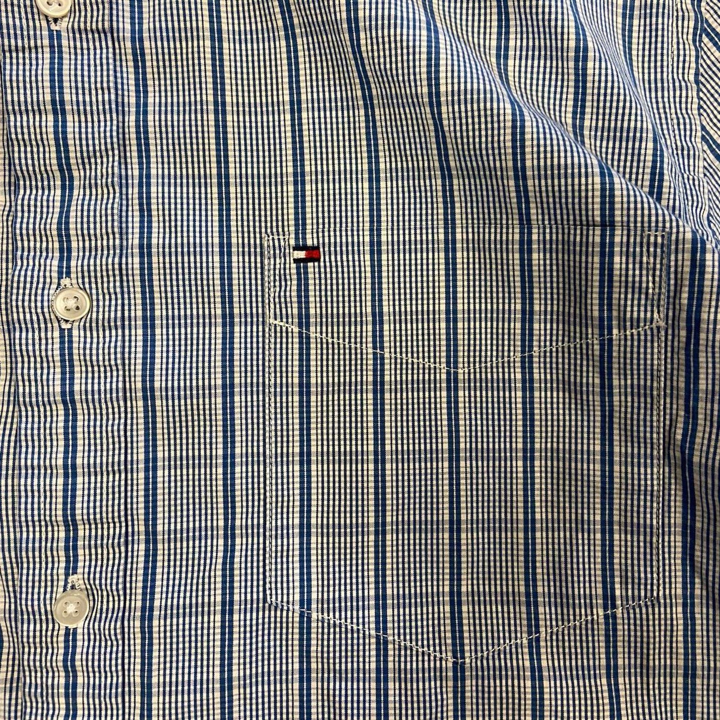 Cropped Tommy Hilfiger Blue Striped Plaid Long Sleeve - L