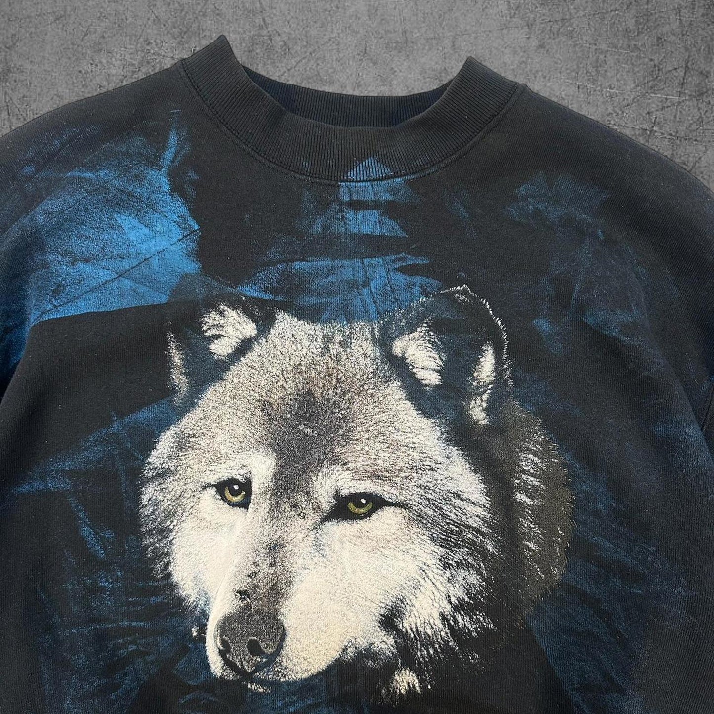 90s Grey Blue Tie Dye Crewneck - XL