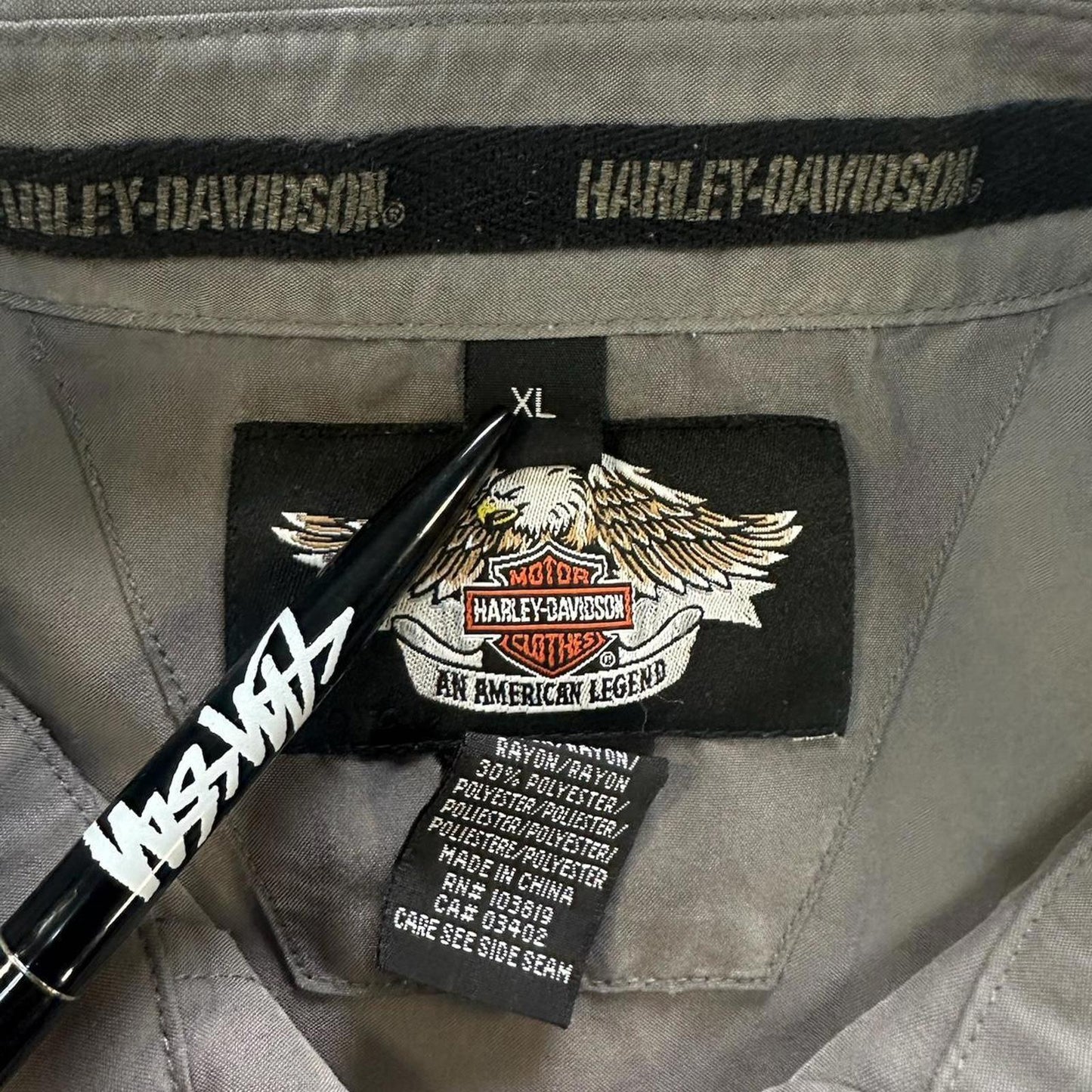 Vintage Harley Davidson Grey Tribal Button Up - XL