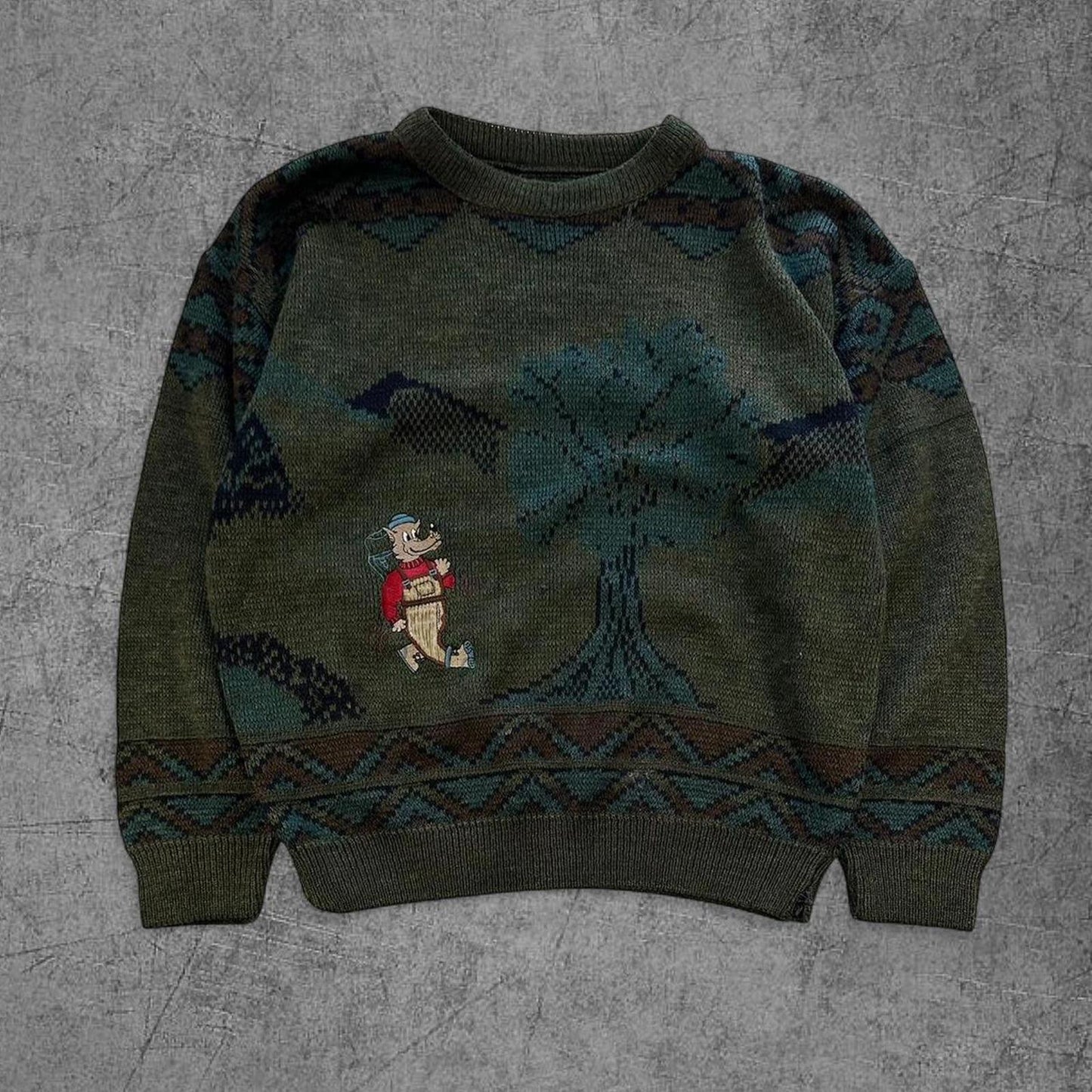 90s Dog Cartoon Golf Grandpa Knit - S