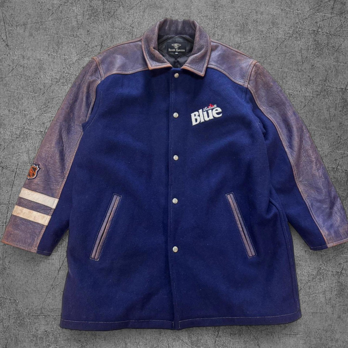 Vintage 90s NHL Labatt Blue Limited Edition Leather Coat - L