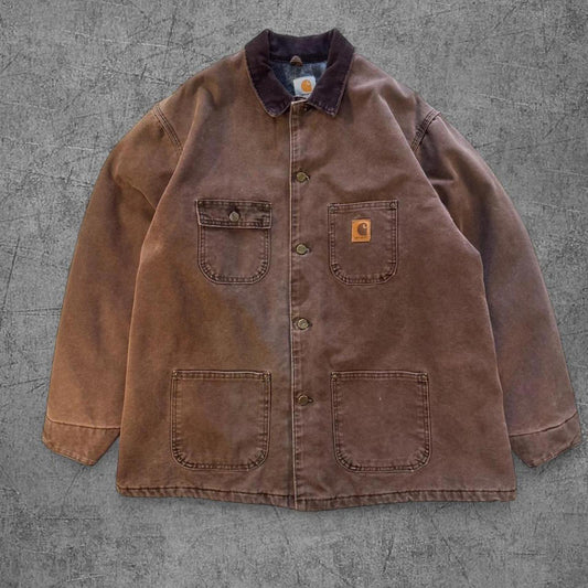 Vintage Faded Brown Carhartt Chore Jacket - XL