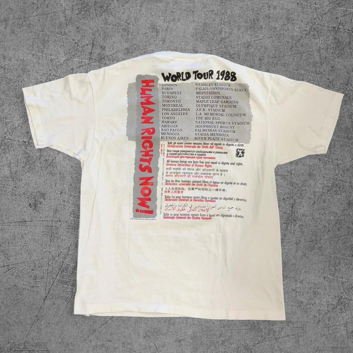 Vintage 1988 Reebok Human Rights Now Humanitarian Tour Tee - XL