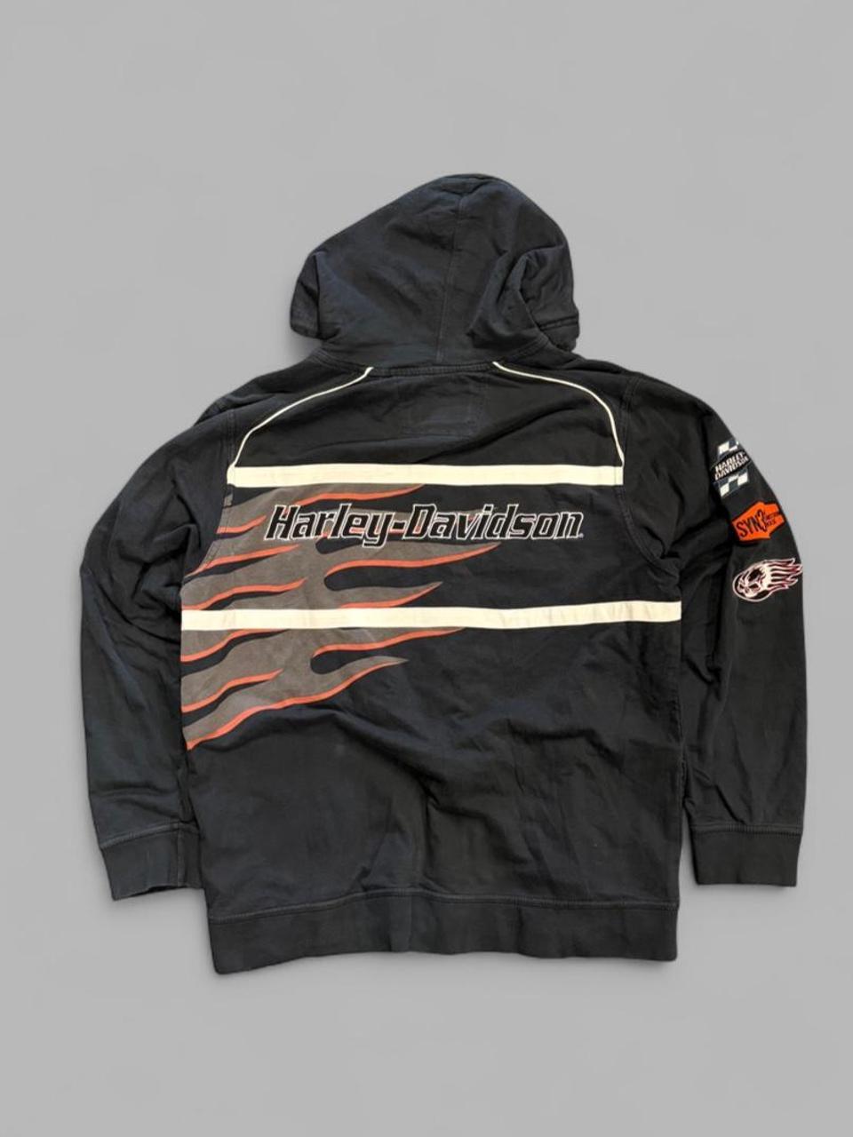 Y2K Harley Davidson Racing Zip Up AOP Hoodie - L