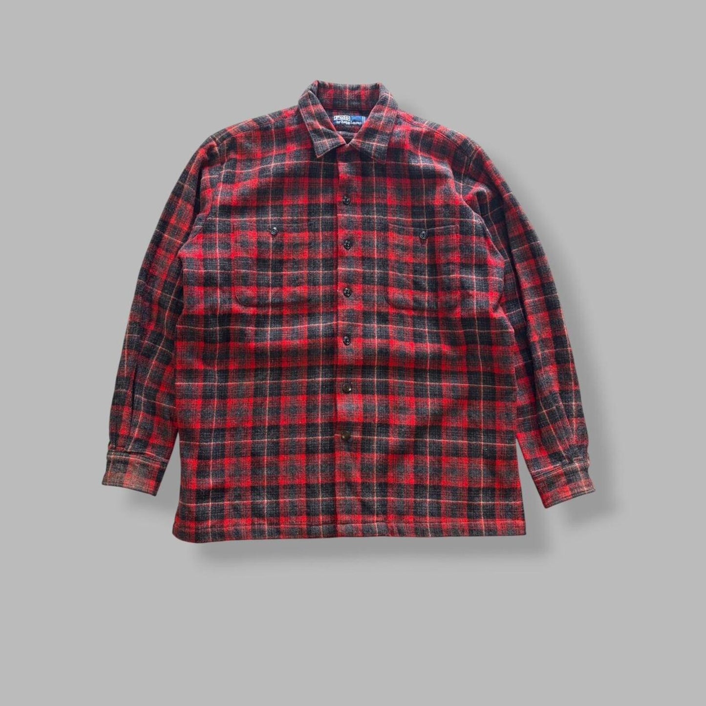 Vintage MI Canada Wool Polo Ralph Lauren Plaid Buton Up - M