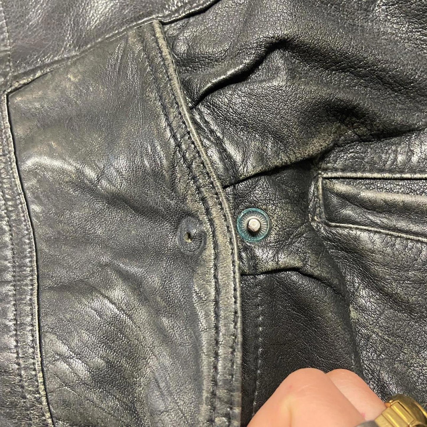 80s Faded Flight Leather Bomber Jacket - XL