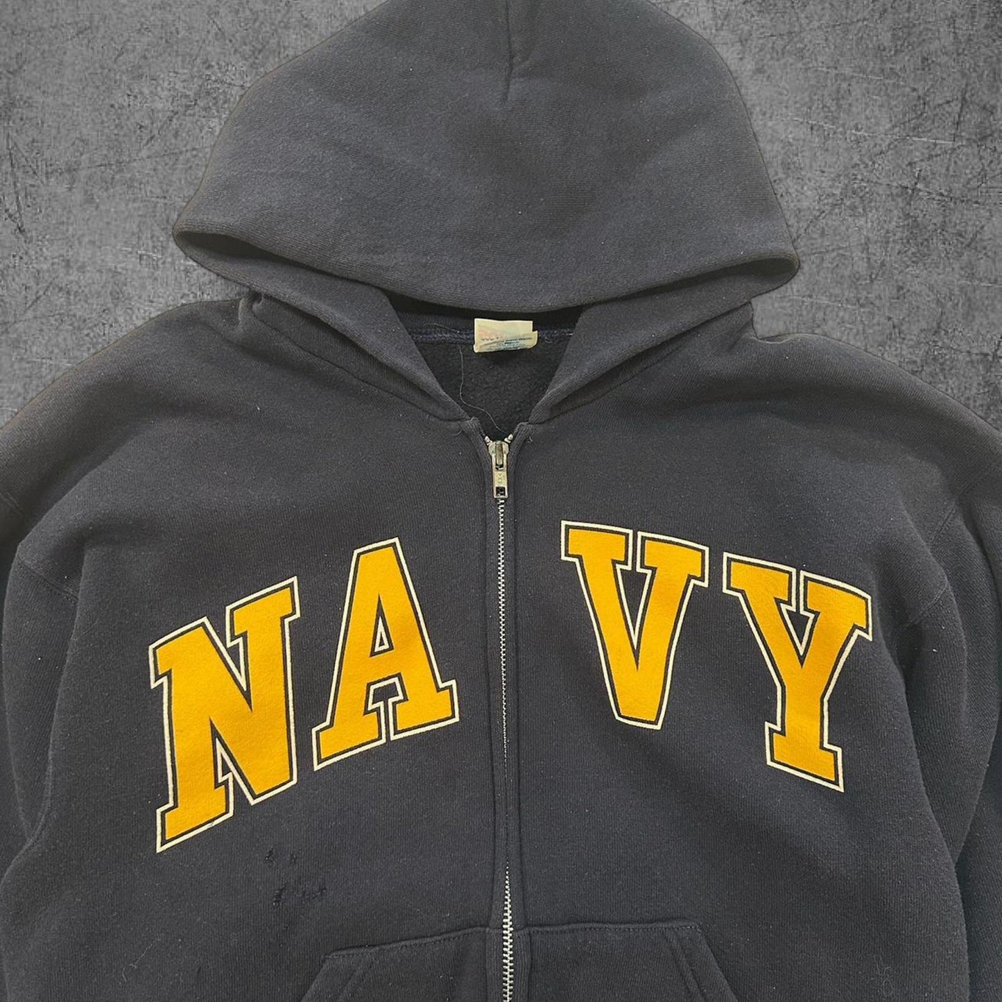 Vintage Navy Zip Up Hoodie - M