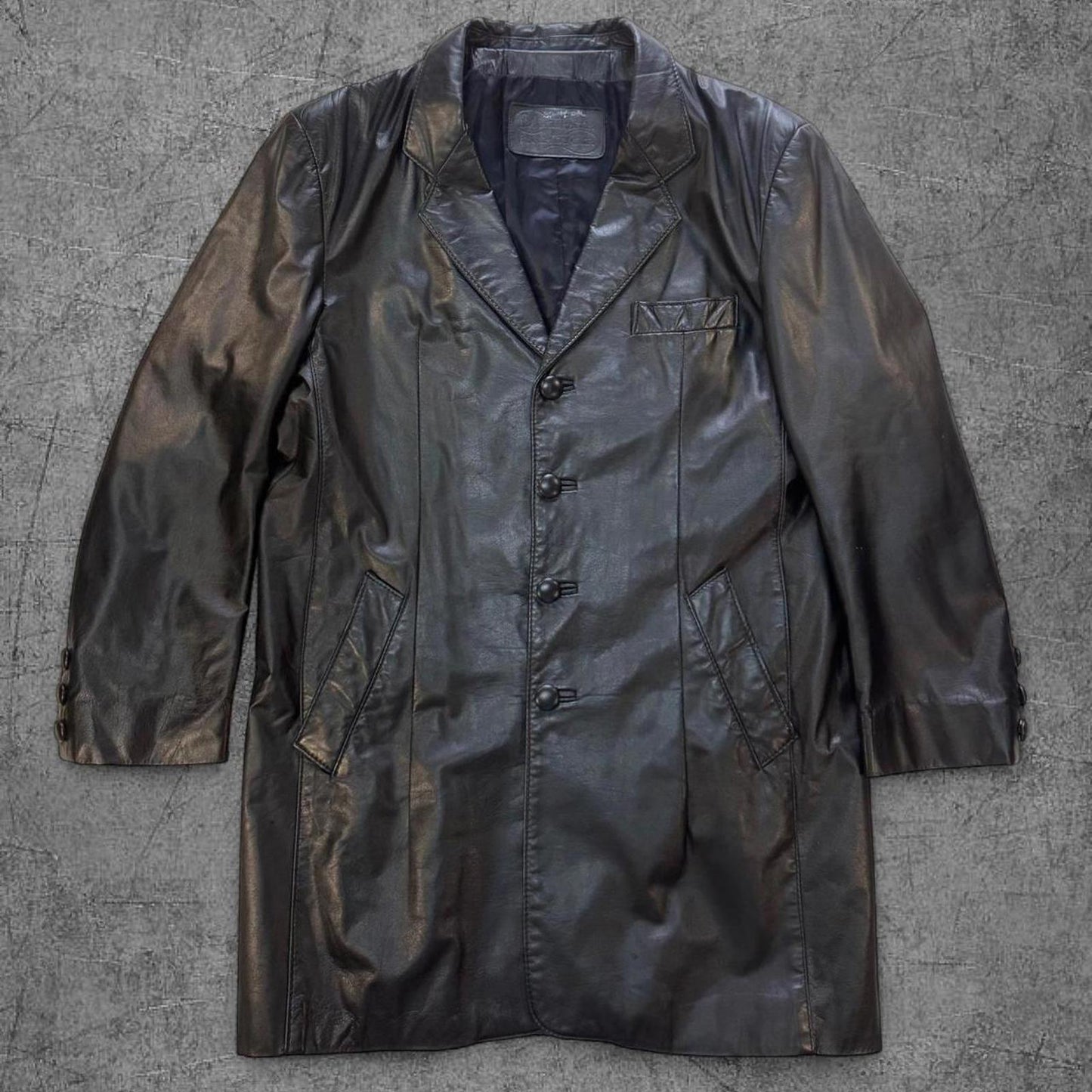 1980s The Leather Ranch Leather Trench Coat - L