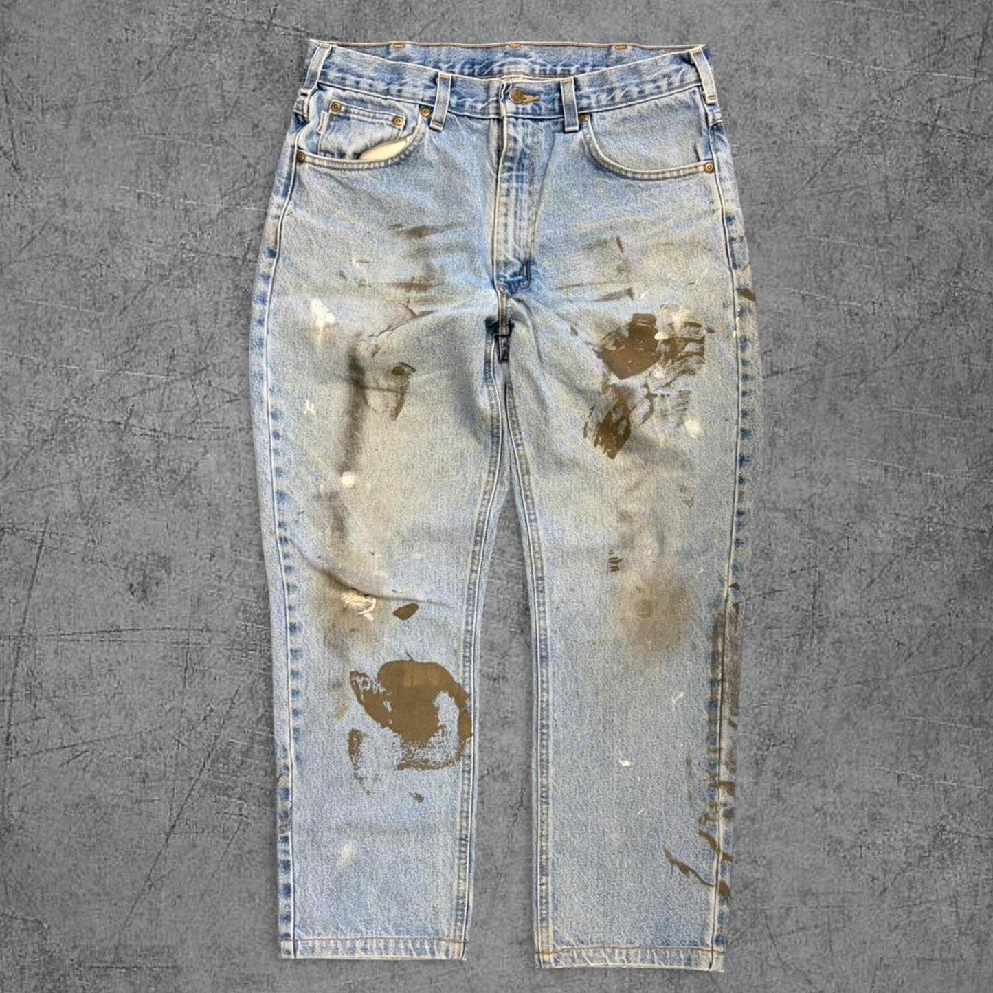 Paint Splatter Faded Carhartt Jeans - 34