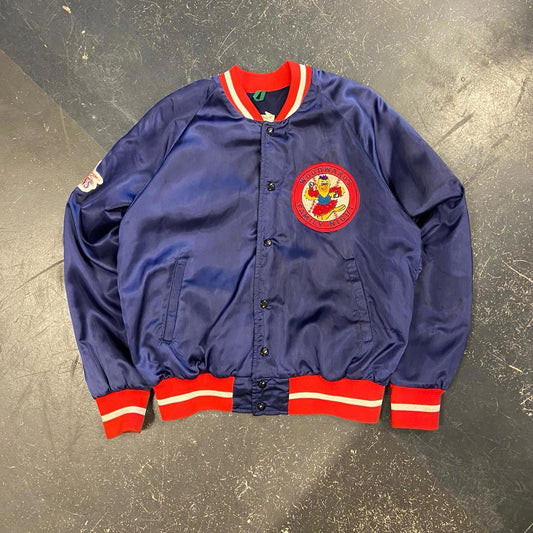80s Canadian Woodwards Satin Bomber Jacket - L