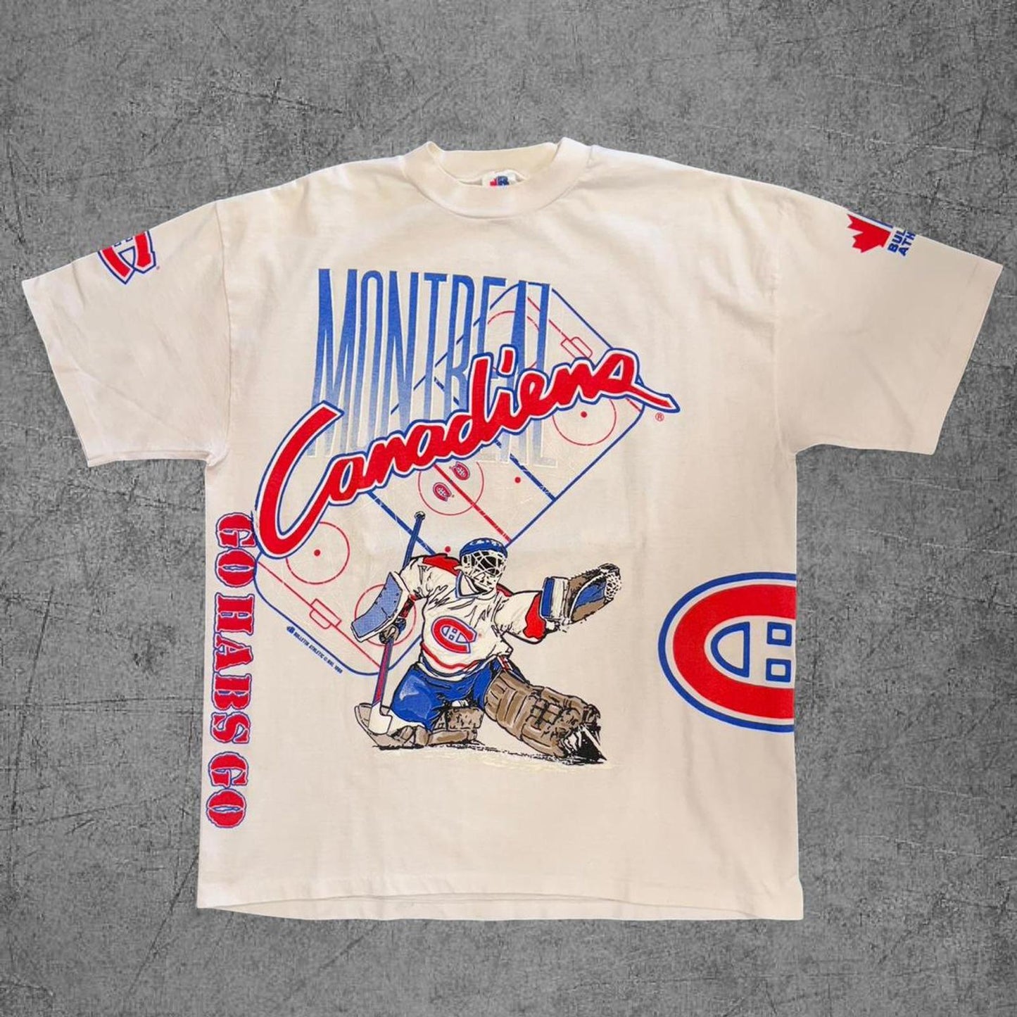 1991 NHL Montreal Canadians Bulletin AOP Hockey Tee - XL