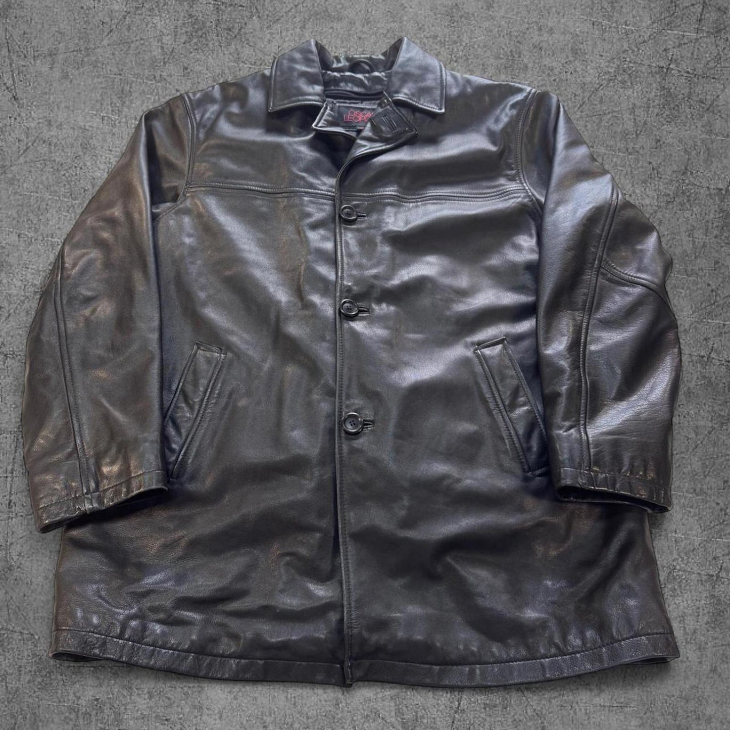 Vintage Oscar Leopold 100% Leather Trench Coat - L