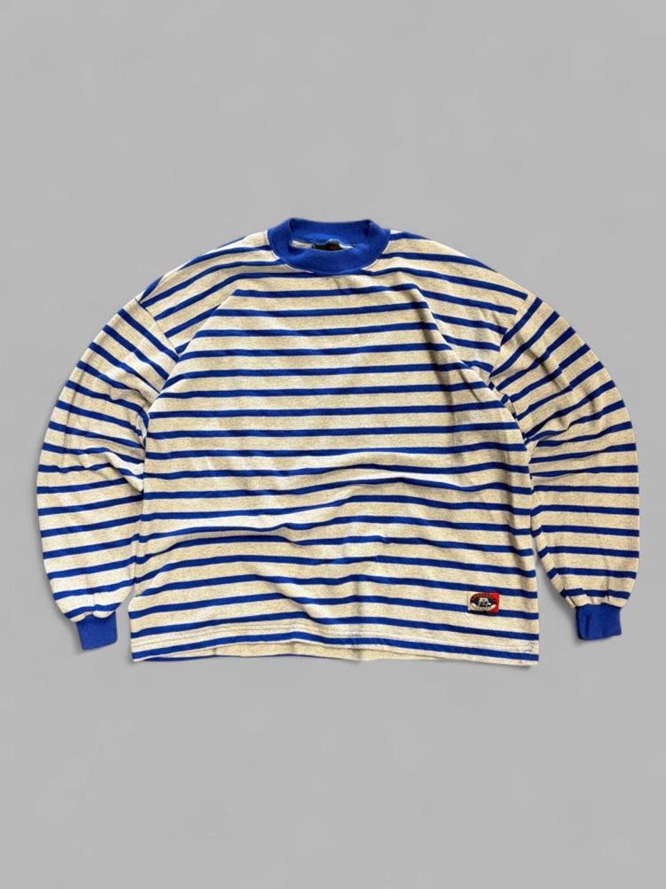 Vintage Blue / Grey Striped Long Sleeve - XL