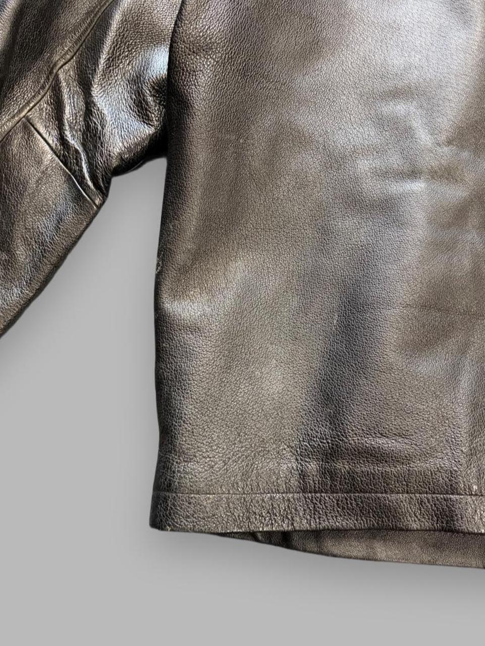 Vintage Heavy Weight Genuine Leather Boxy Biker Jacket - M
