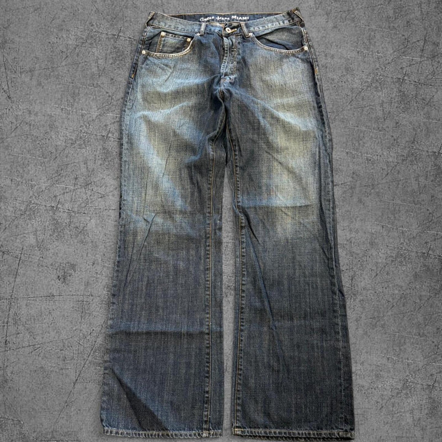 Y2K Guess Dark Wash Raw Denim - 36