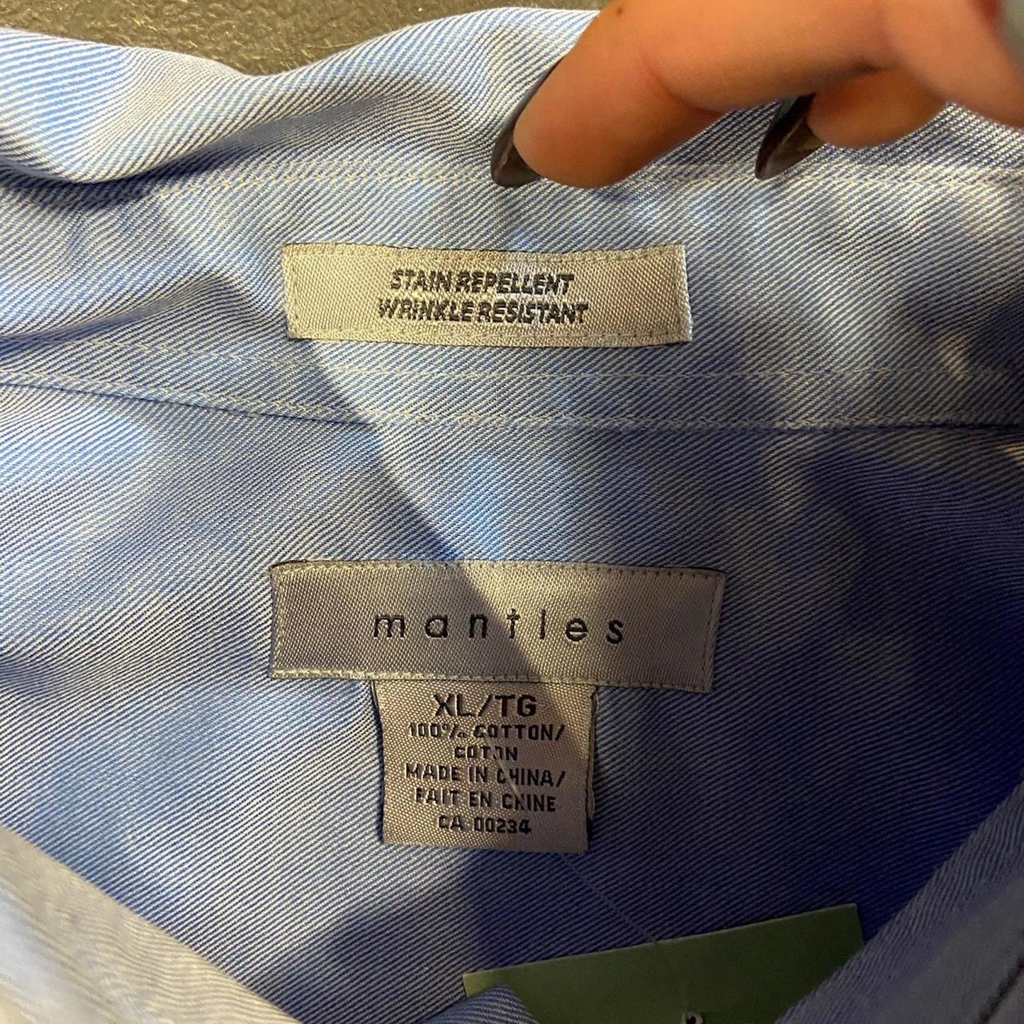 Cropped Blue Mantis Long Sleeve Button Up - XL