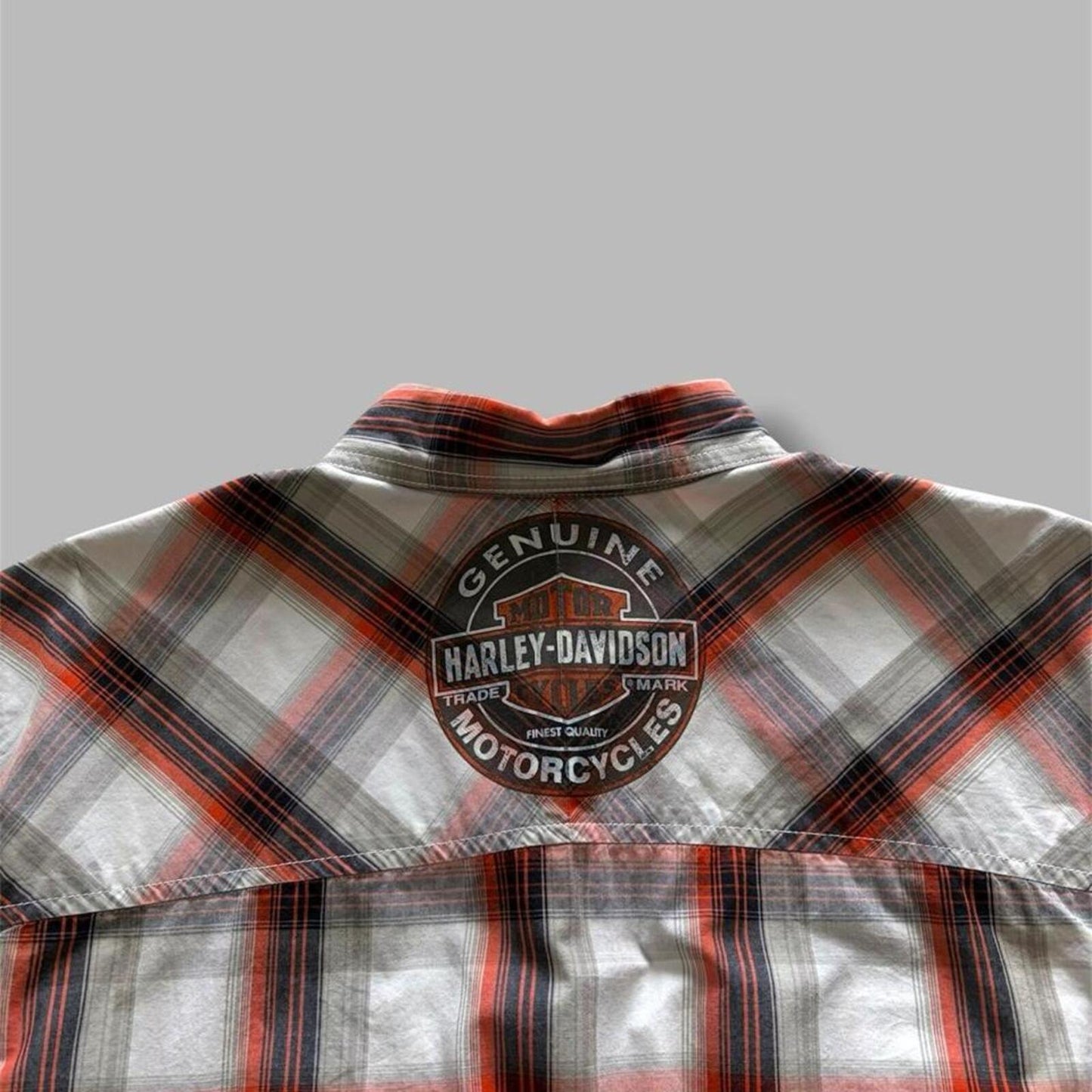 Orange/Black Harley Davidson Plaid Button Up - L
