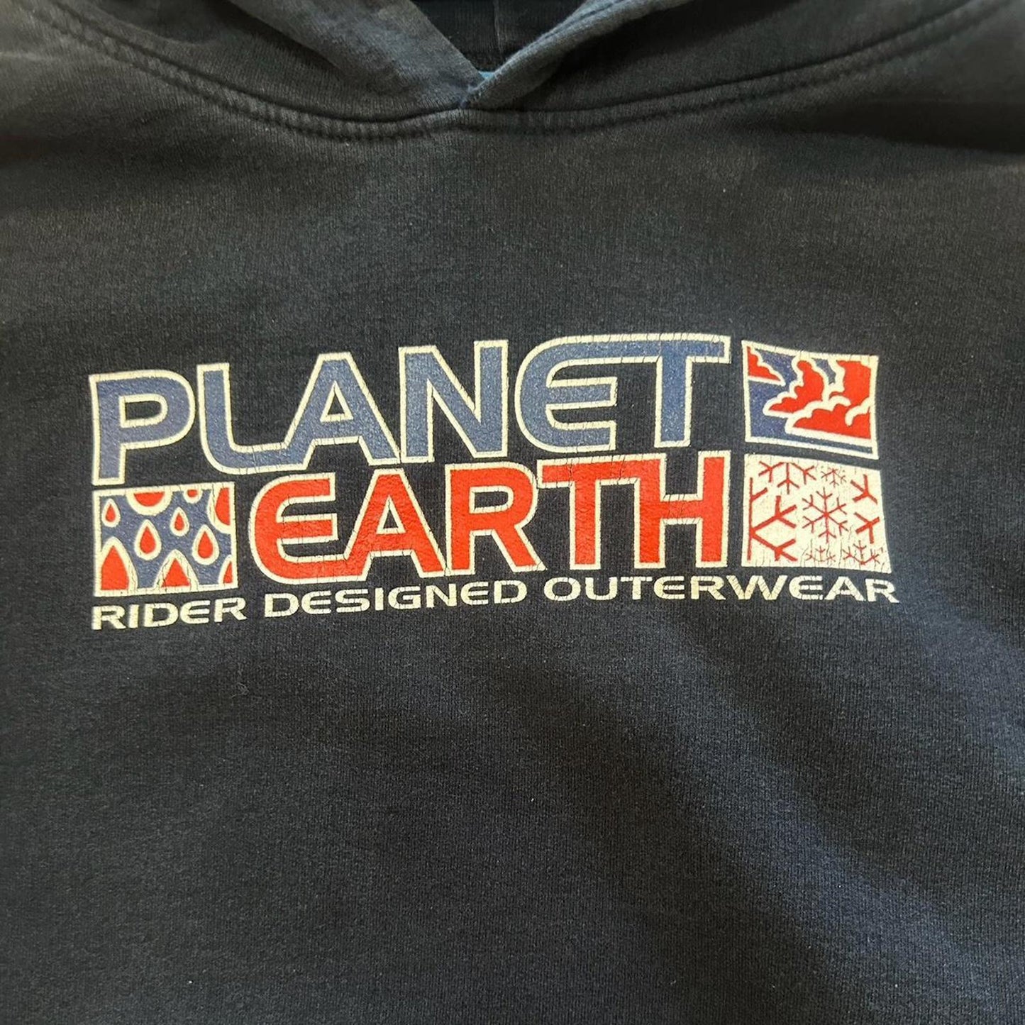 Vintage 90s Planet Earth Boarding Hoodie - L