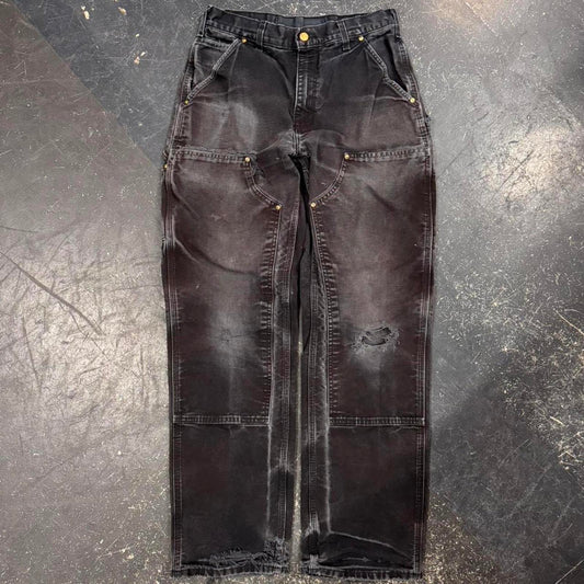 Black Faded / Distressed Carhartt Double Knees - 30