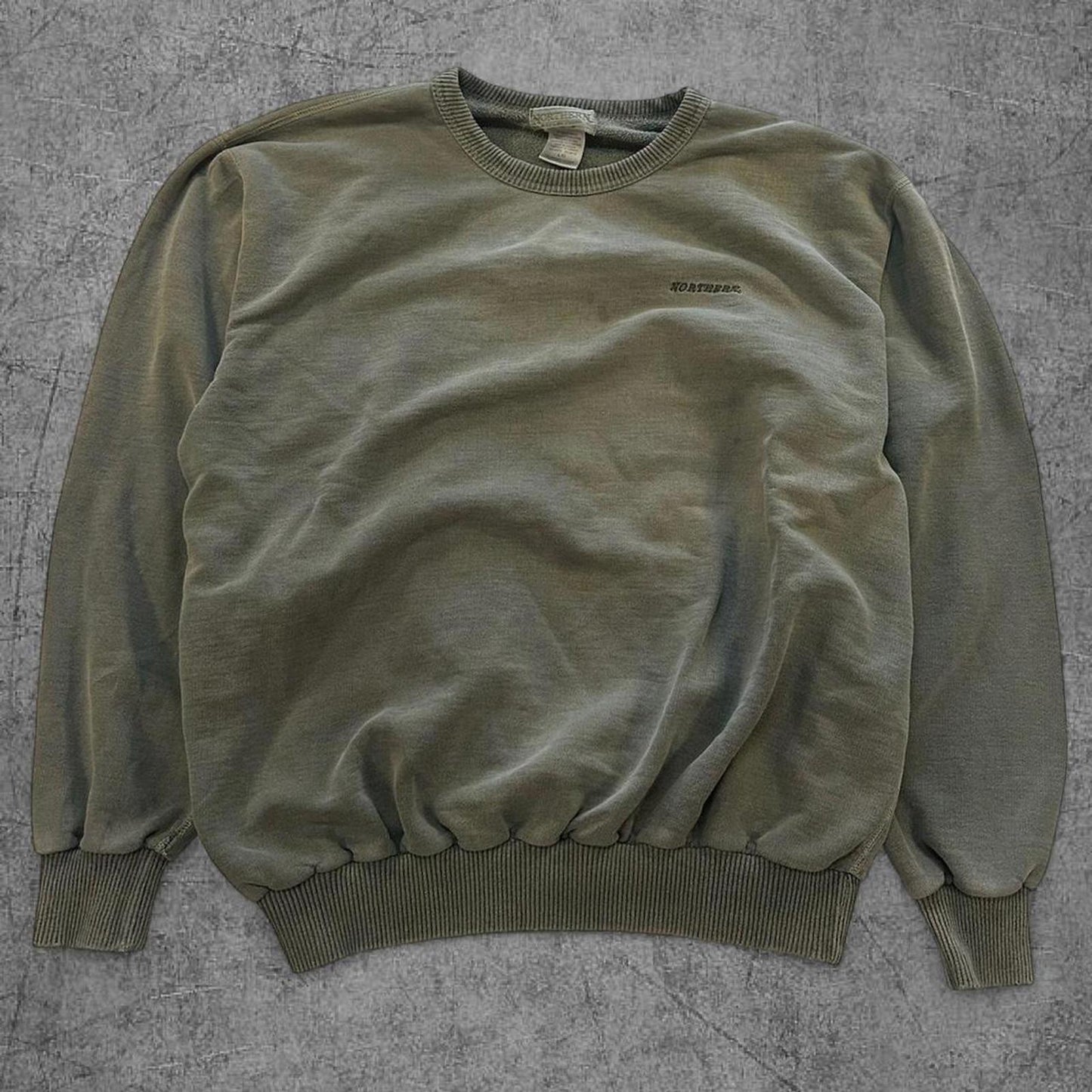 Vintage 90s Sage Green Faded Crewneck - M