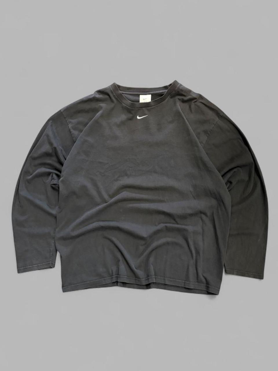 Vintage Nike Black Centre Swoosh Long Sleeve - XL