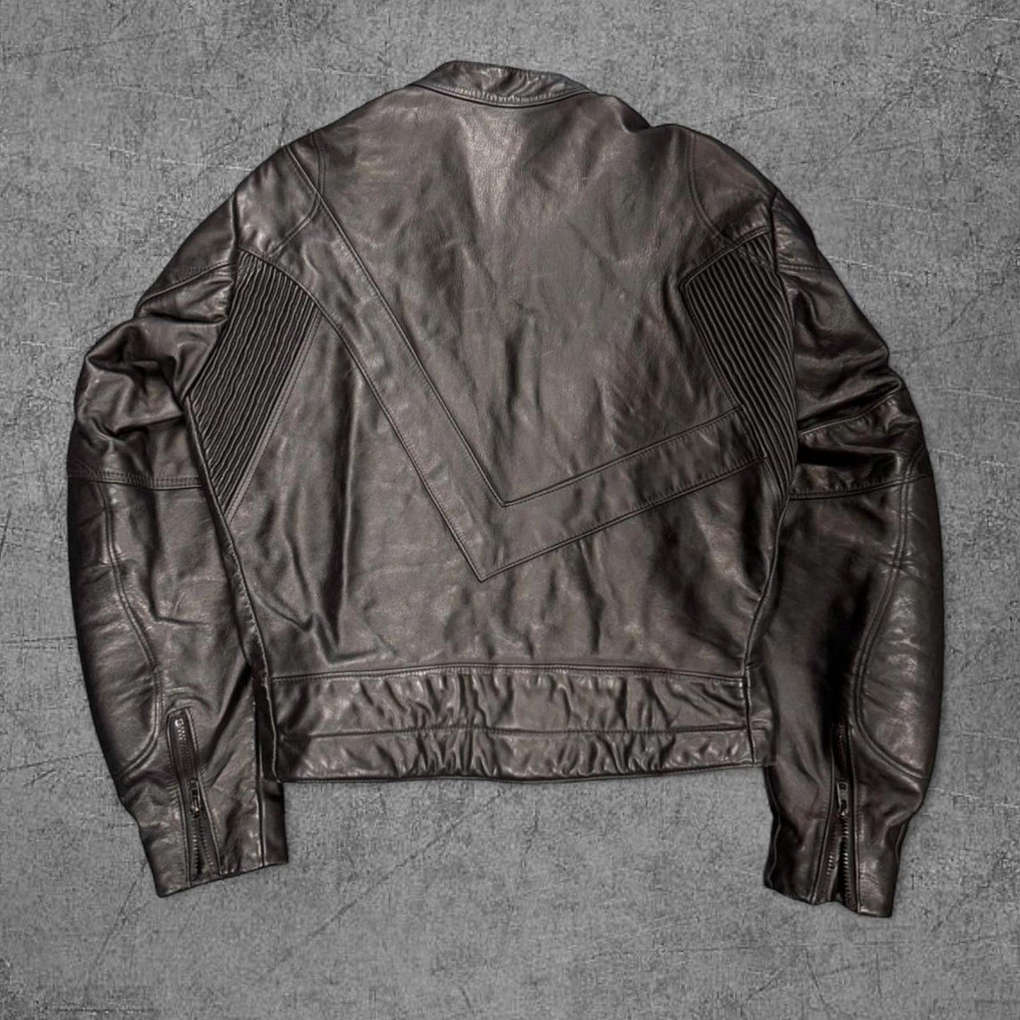 Vintage 80s Cafe Biker Leather Jacket - M