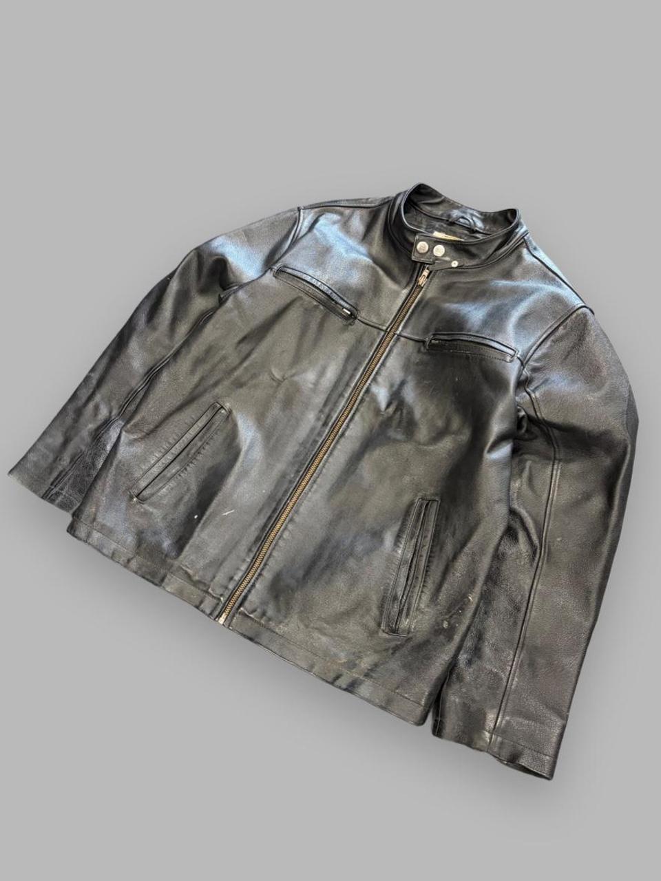 Vintage Heavy Weight Genuine Leather Boxy Biker Jacket - M
