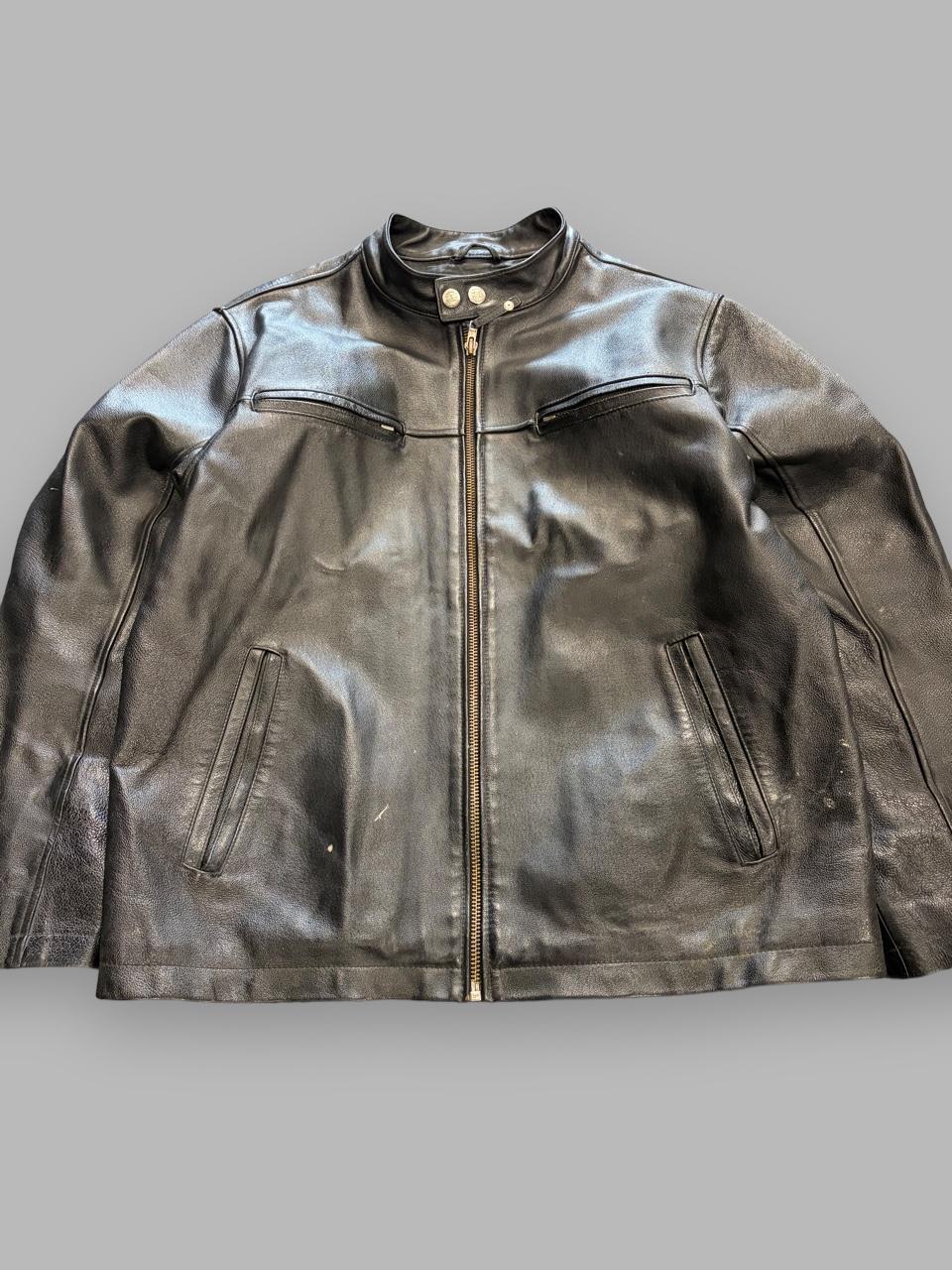 Vintage Heavy Weight Genuine Leather Boxy Biker Jacket - M