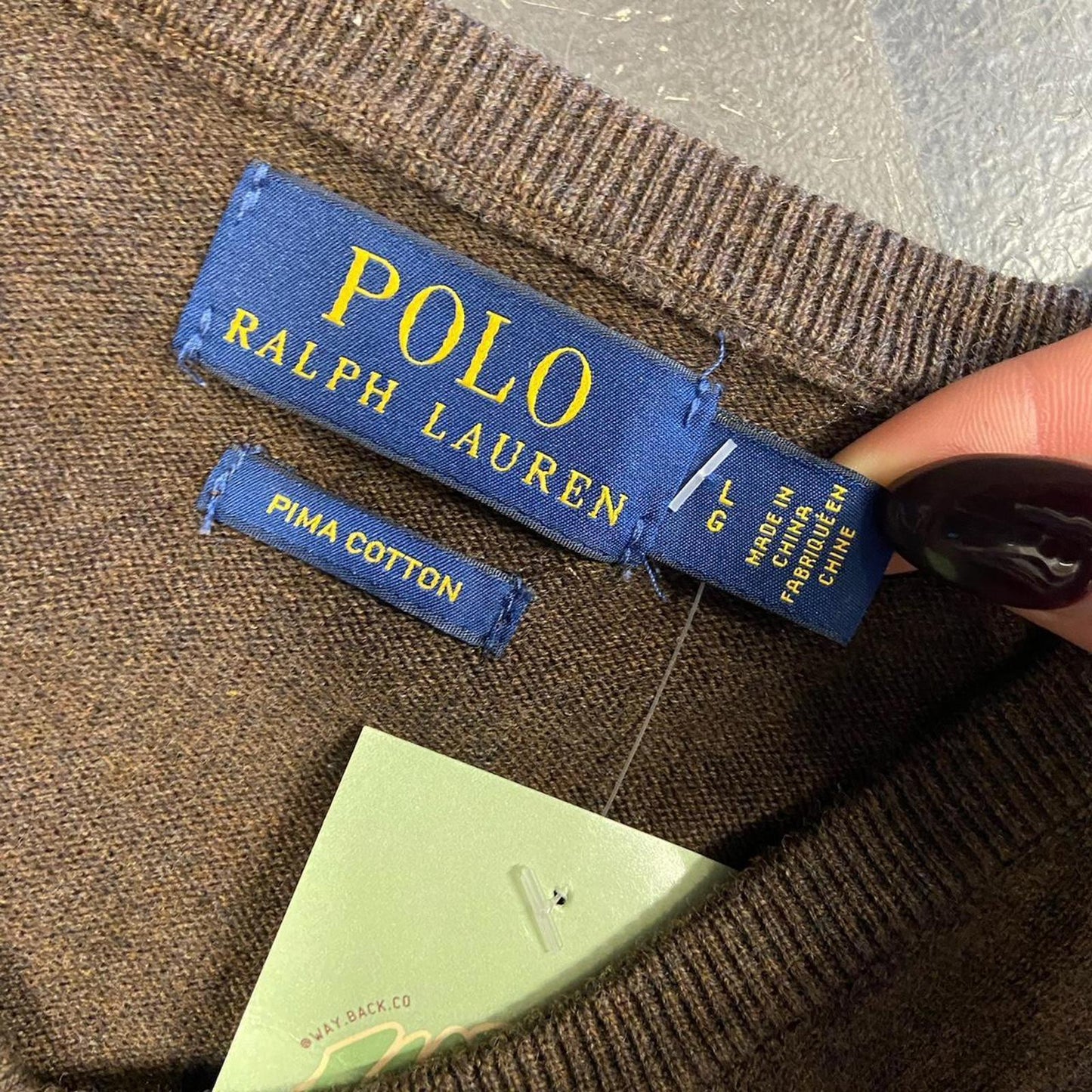 Polo Ralph Lauren Brown V Neck - L