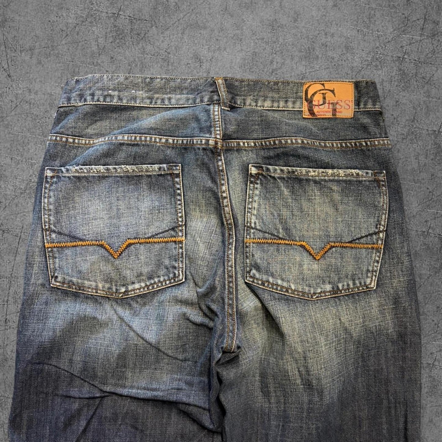 Y2K Guess Dark Wash Raw Denim - 36