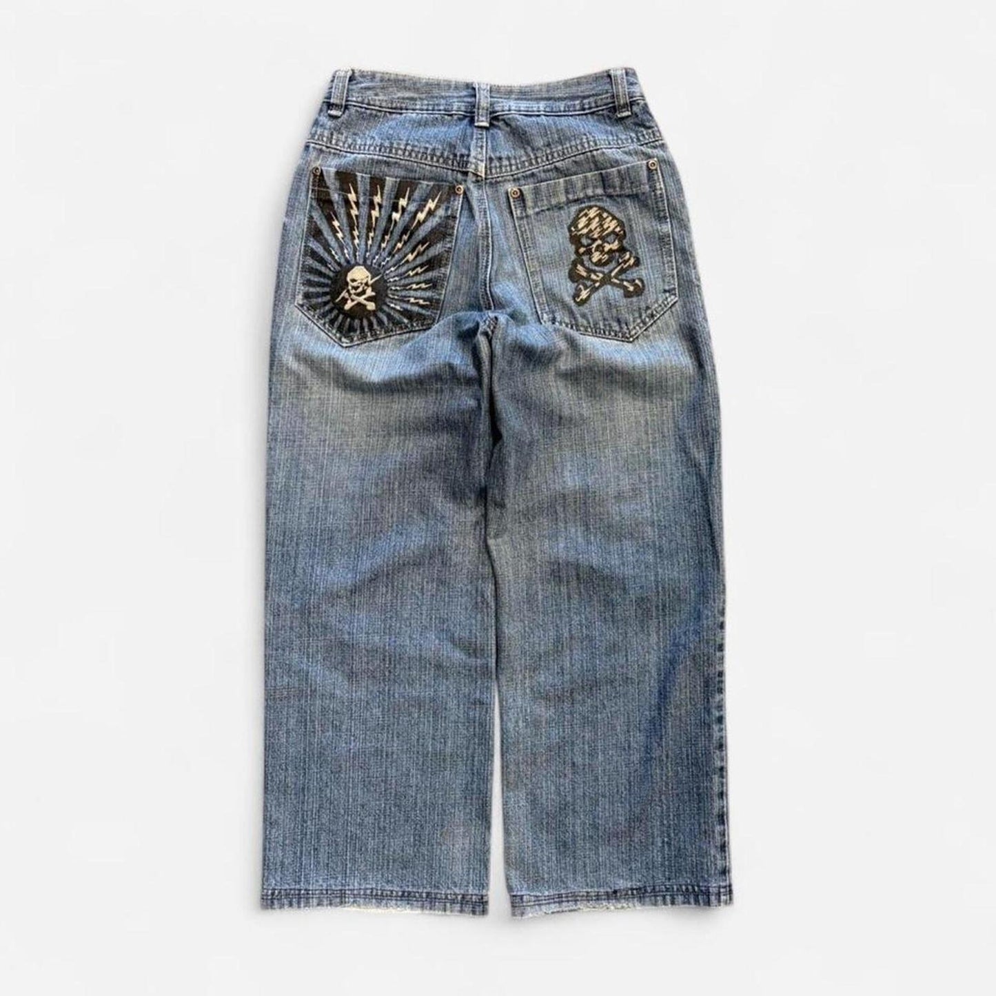 Y2K Skull Baggy Jeans - 30