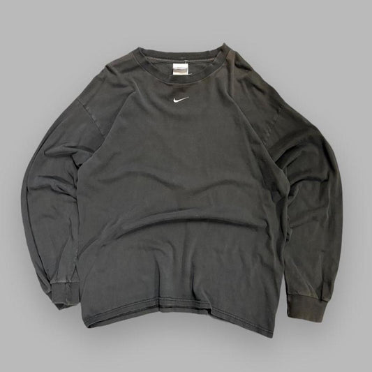 Vintage Black Nike Centre Swoosh Long Sleeve - L