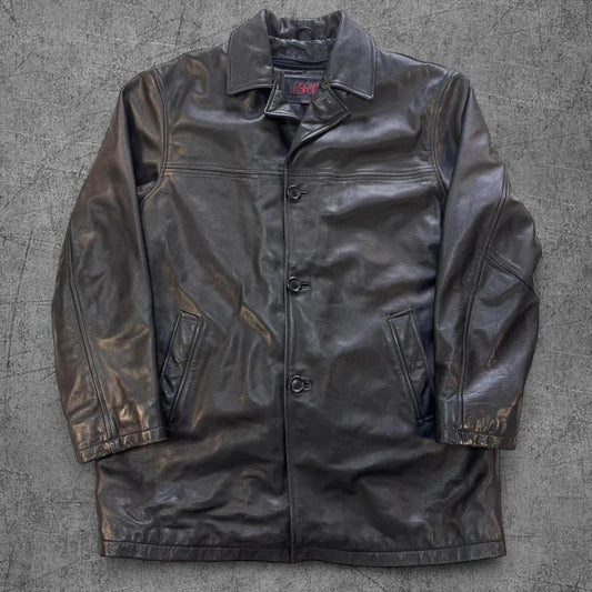 Vintage Oscar Leopold 100% Leather Trench Coat - L