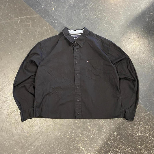 Cropped Boxy Black Tommy Button Up - XL