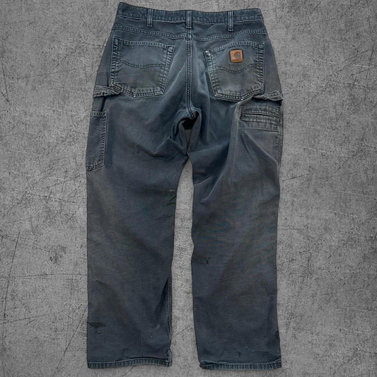 Faded Black Carhartt Loose Fit Work Pants - 32