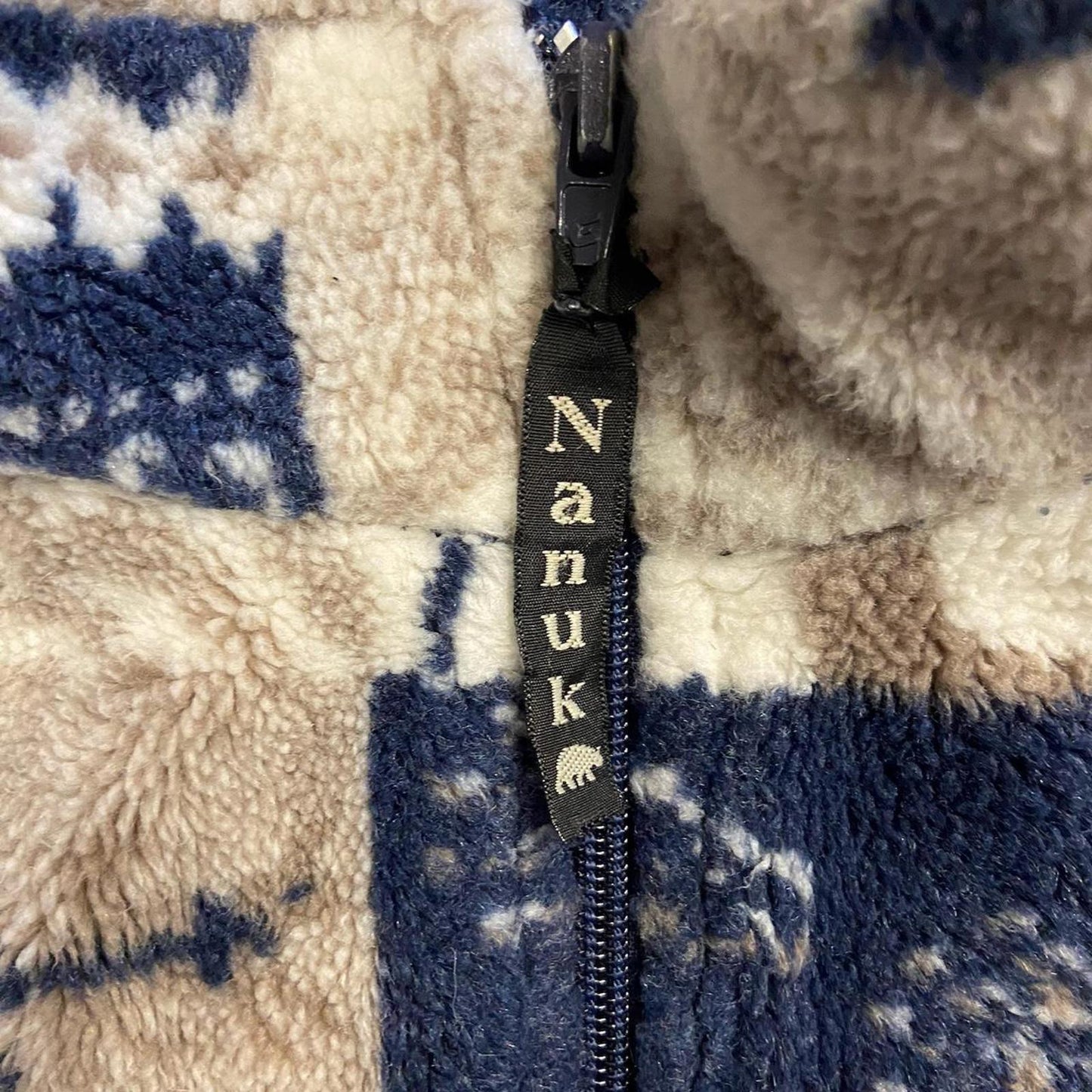 90s Tan / Navy Fleece Vest - XL